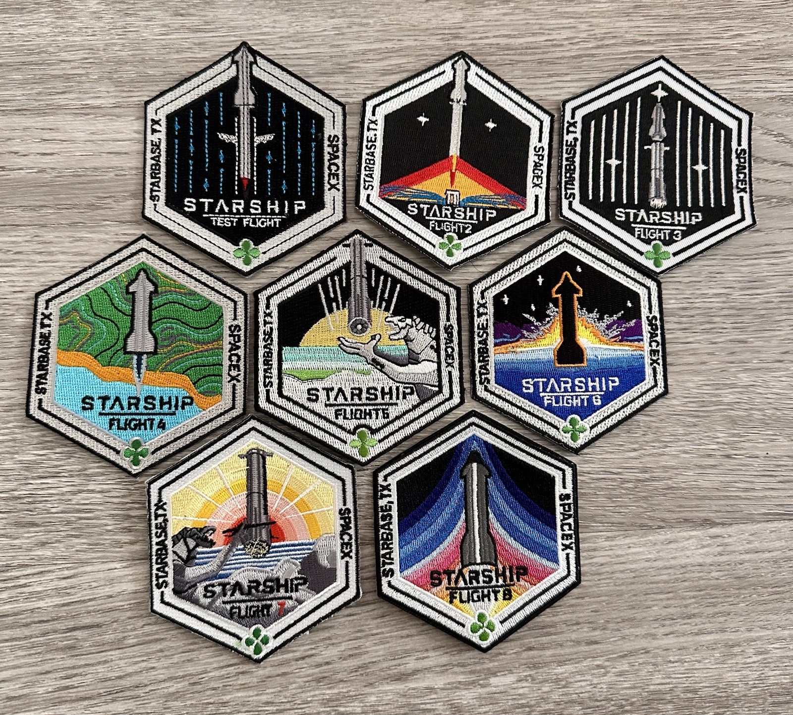 Starship Flights 1 To 8 Mission Patches NASA Falcon 9 Starbase Raptor 3.5” Starship Flights 1 To 8 Mission Patches NASA Falcon 9 Starbase Raptor 3.5”