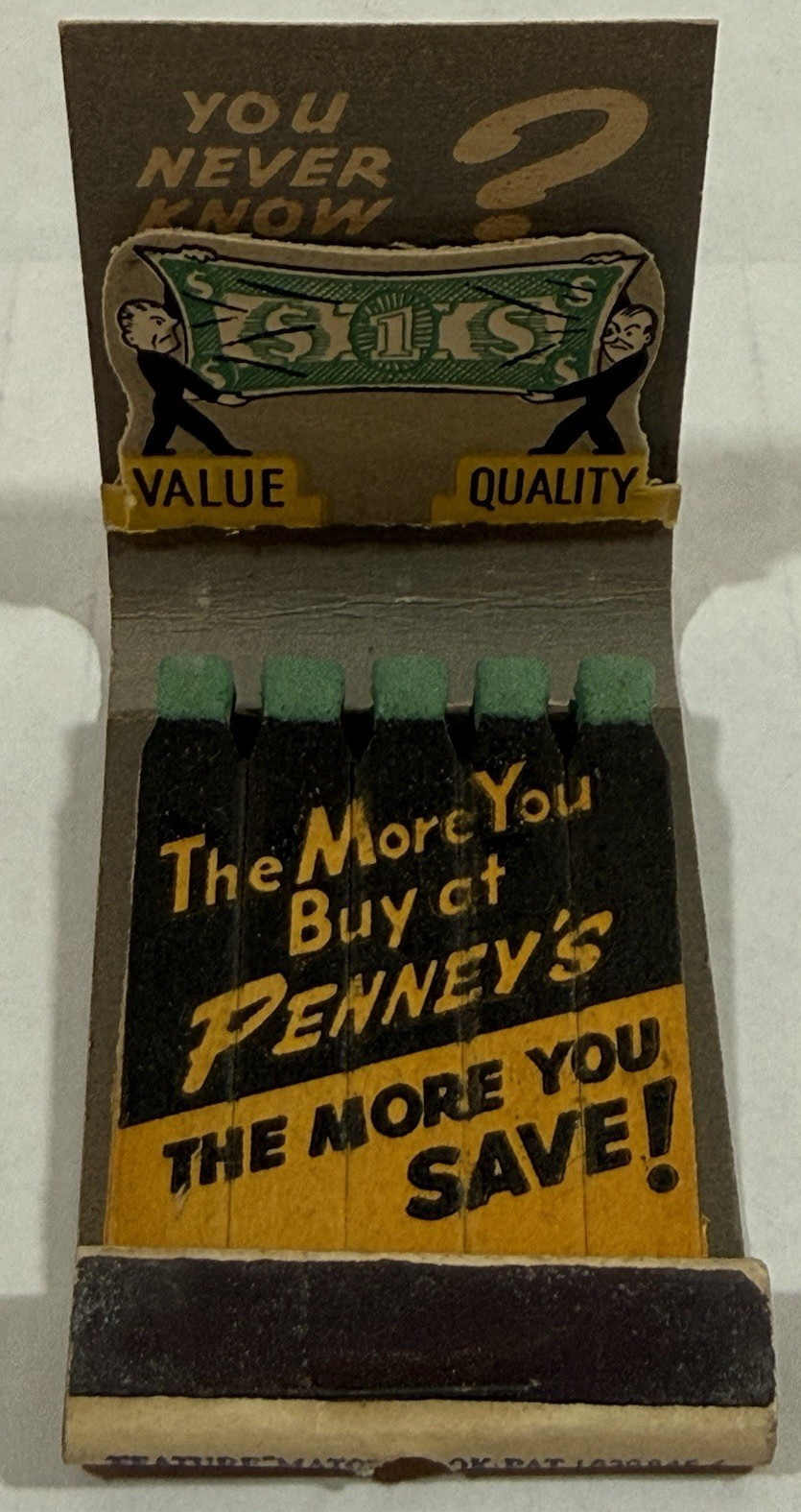 1940s Penney\'s Best Buy War Stamps Feature Matchbook Unstruck WW2 RARE 1940s Penney\'s Best Buy War Stamps Feature Matchbook Unstruck WW2 RARE