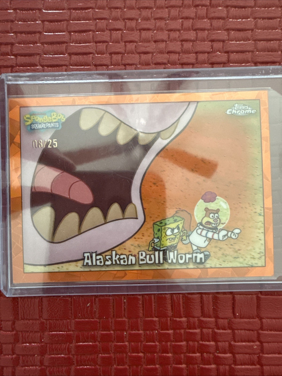 2025 Topps Chrome SpongeBob Sapphire Alaskan Bull Worm #34 Orange /25 2025 Topps Chrome SpongeBob Sapphire Alaskan Bull Worm #34 Orange /25