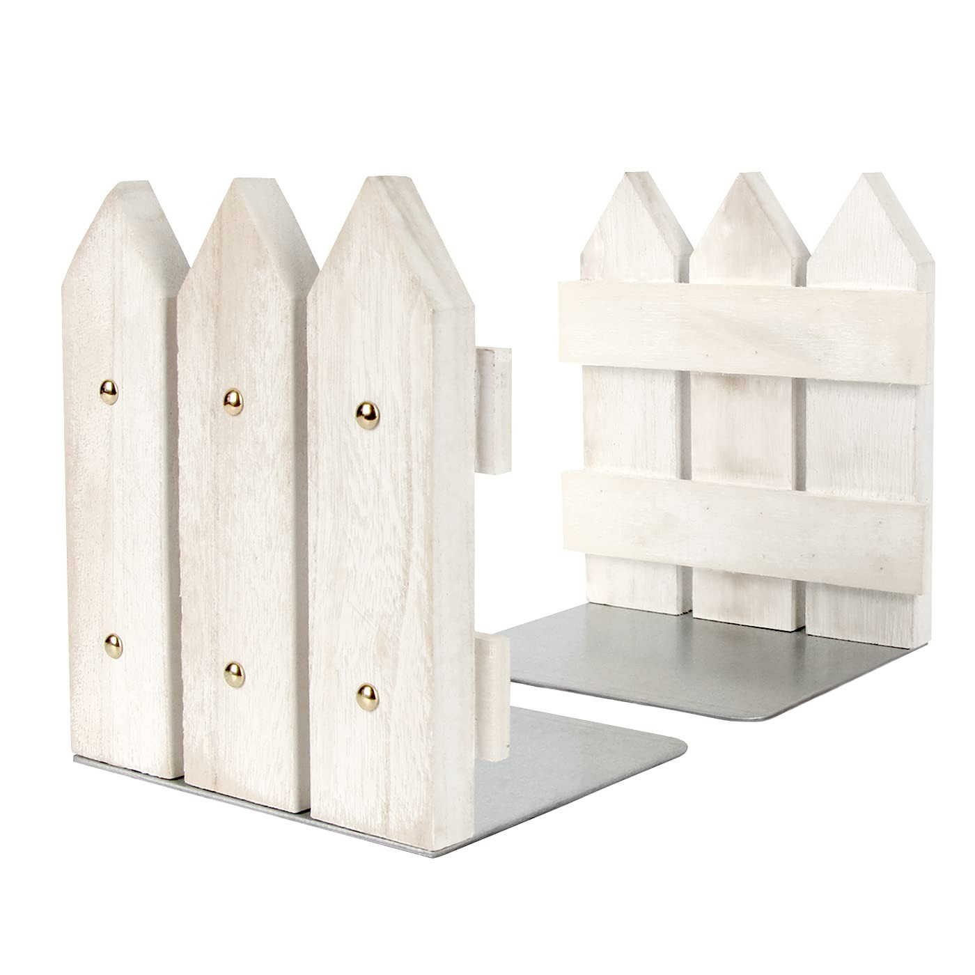 Rustic White Wood Bookends Set of 2 - Decorative Farmhouse Style for Heavy Books Rustic White Wood Bookends Set of 2 - Decorative Farmhouse Style for Heavy Books
