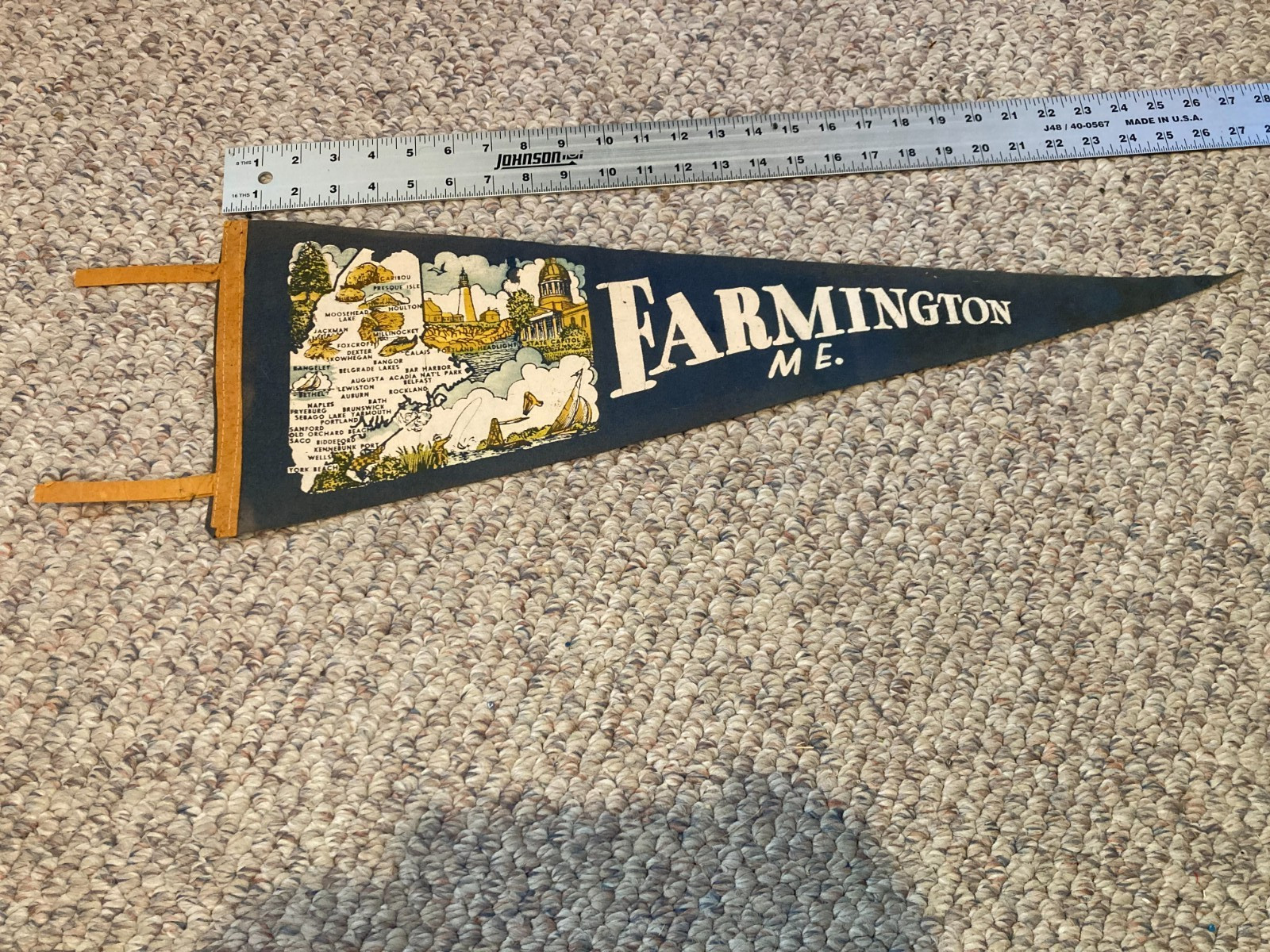 VTG Farmington ME - BANNER Pennant PORTLAND HEADLIGHT Moosehead Lake MILLINOCKET