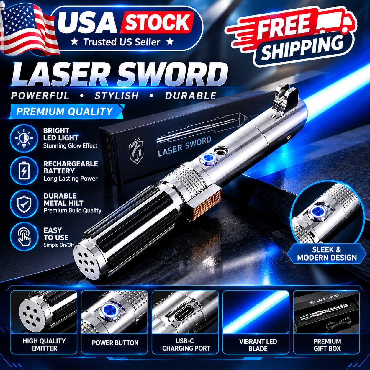 Anakin Skywalker Lightsaber Replica Force FX Dueling Rechargeable Anakin Skywalker Lightsaber Replica Force FX Dueling Rechargeable
