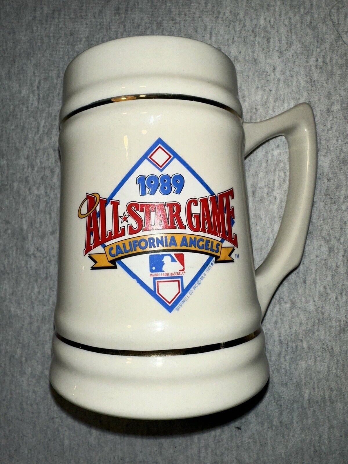1989 CALIFORNIA ANGELS All-Star Game Baseball Team Beer Mug Stein White Gold 