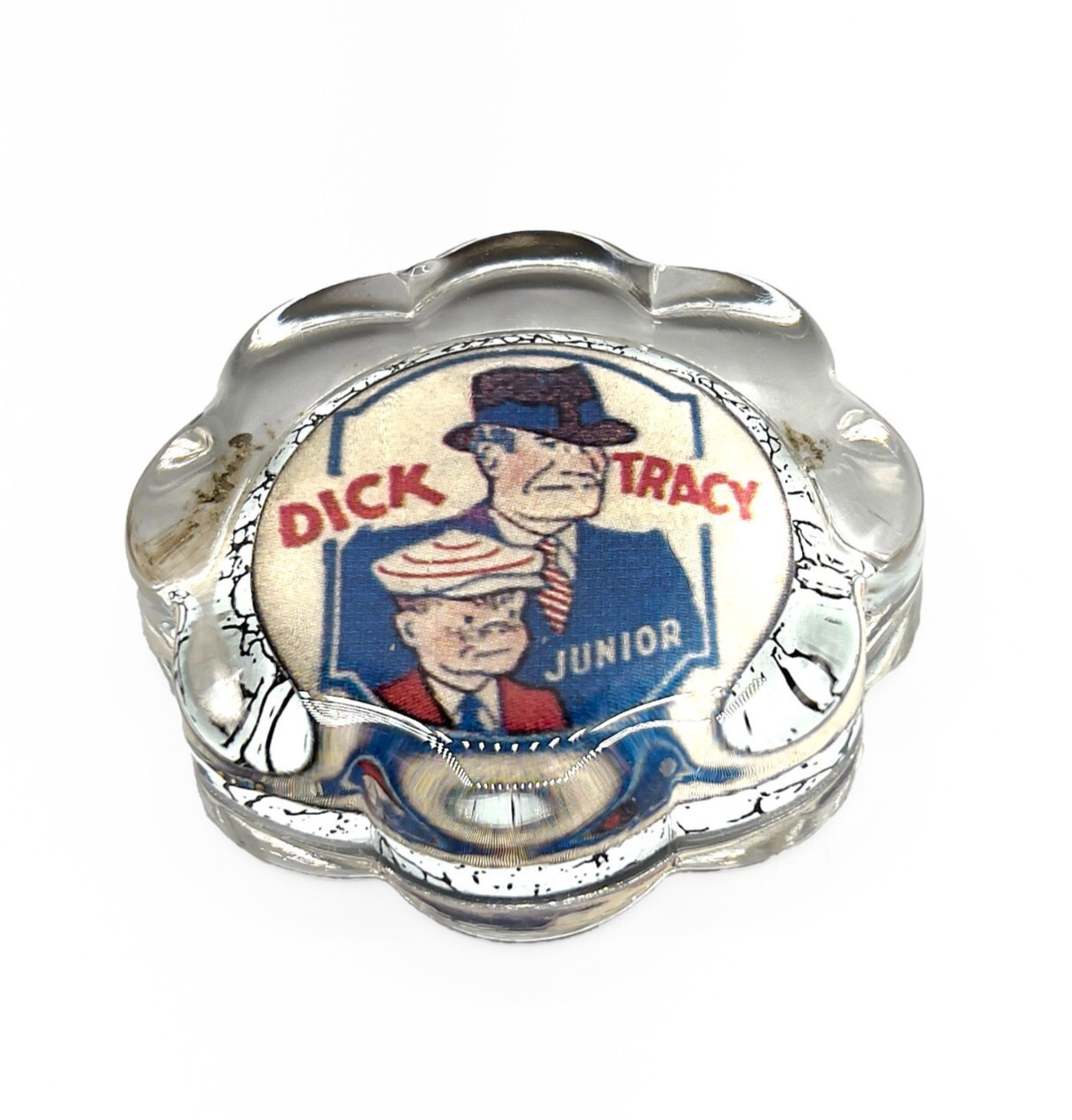 1930's DICK TRACY Comic Illustrated Glass Paperweight –SUPER RARE Find 1930's DICK TRACY Comic Illustrated Glass Paperweight –SUPER RARE Find