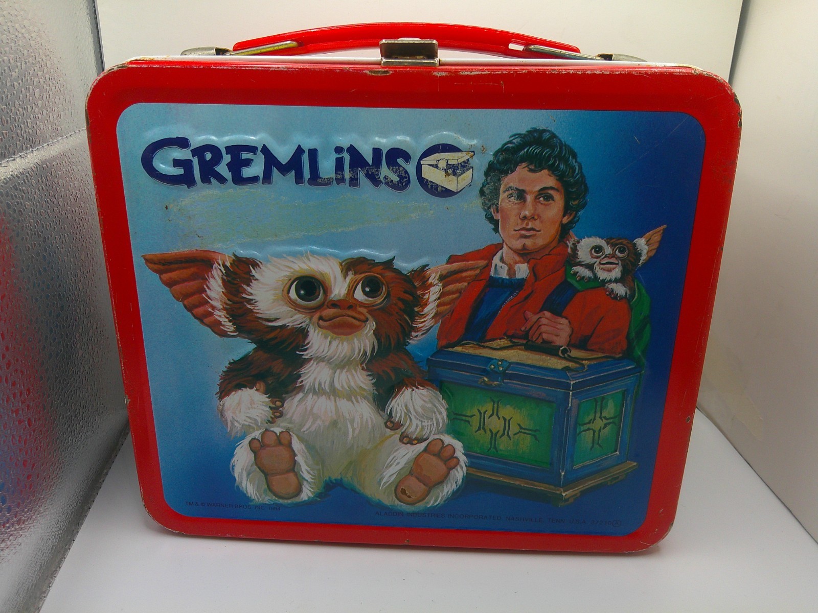 Vintage 1984 Gremlins Lunch Box with Thermos Gizmo Stripe Vintage 1984 Gremlins Lunch Box with Thermos Gizmo Stripe
