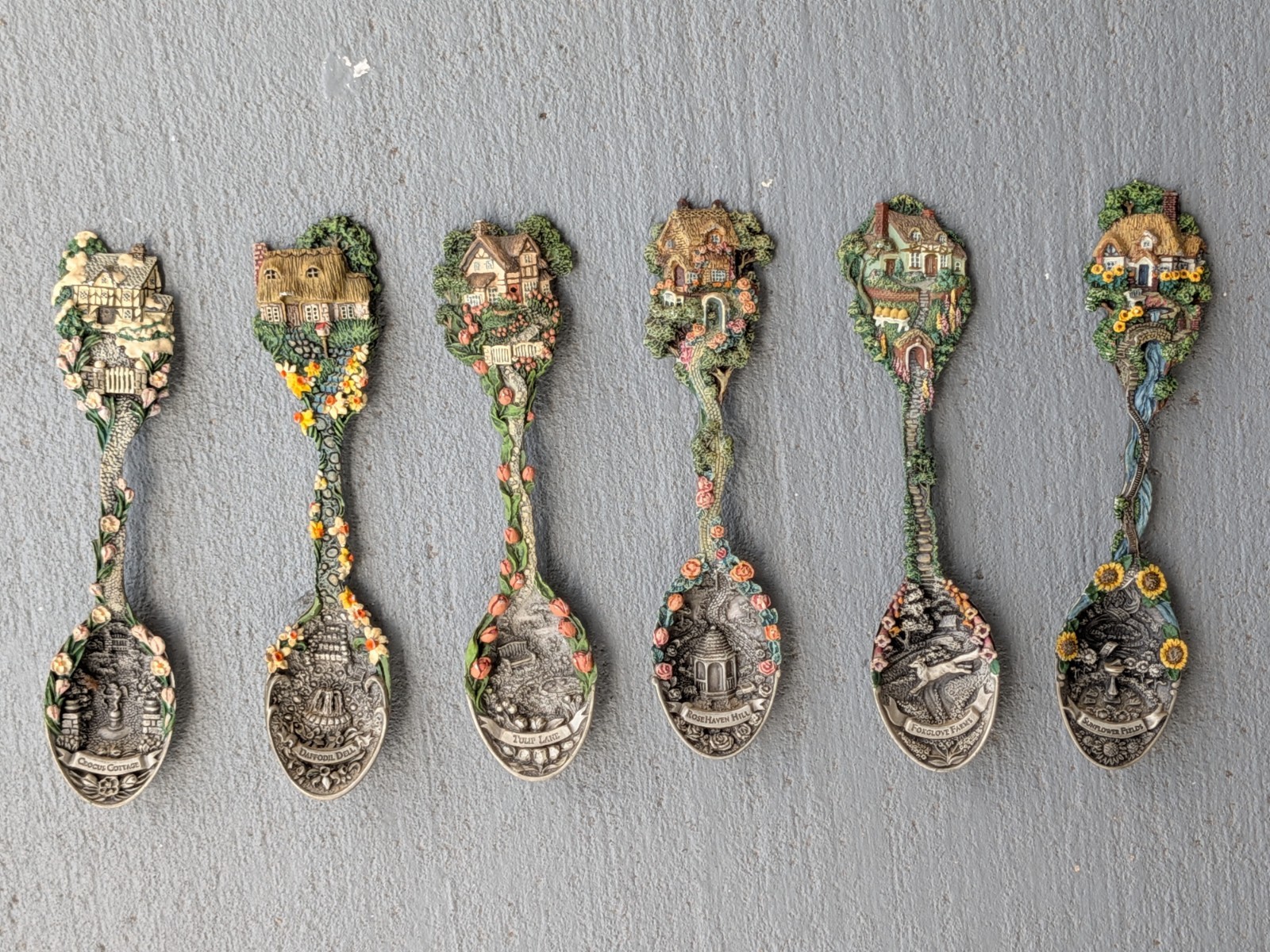 Franklin Mint Cottage Garden Fine Pewter Collector Spoons Lot of 6 Franklin Mint Cottage Garden Fine Pewter Collector Spoons Lot of 6