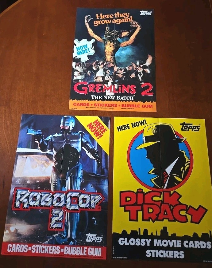 3 - 1990 Topps Cards Promo Poster (10x14) - Gremlins 2, Dick Tracy, RoboCop 2