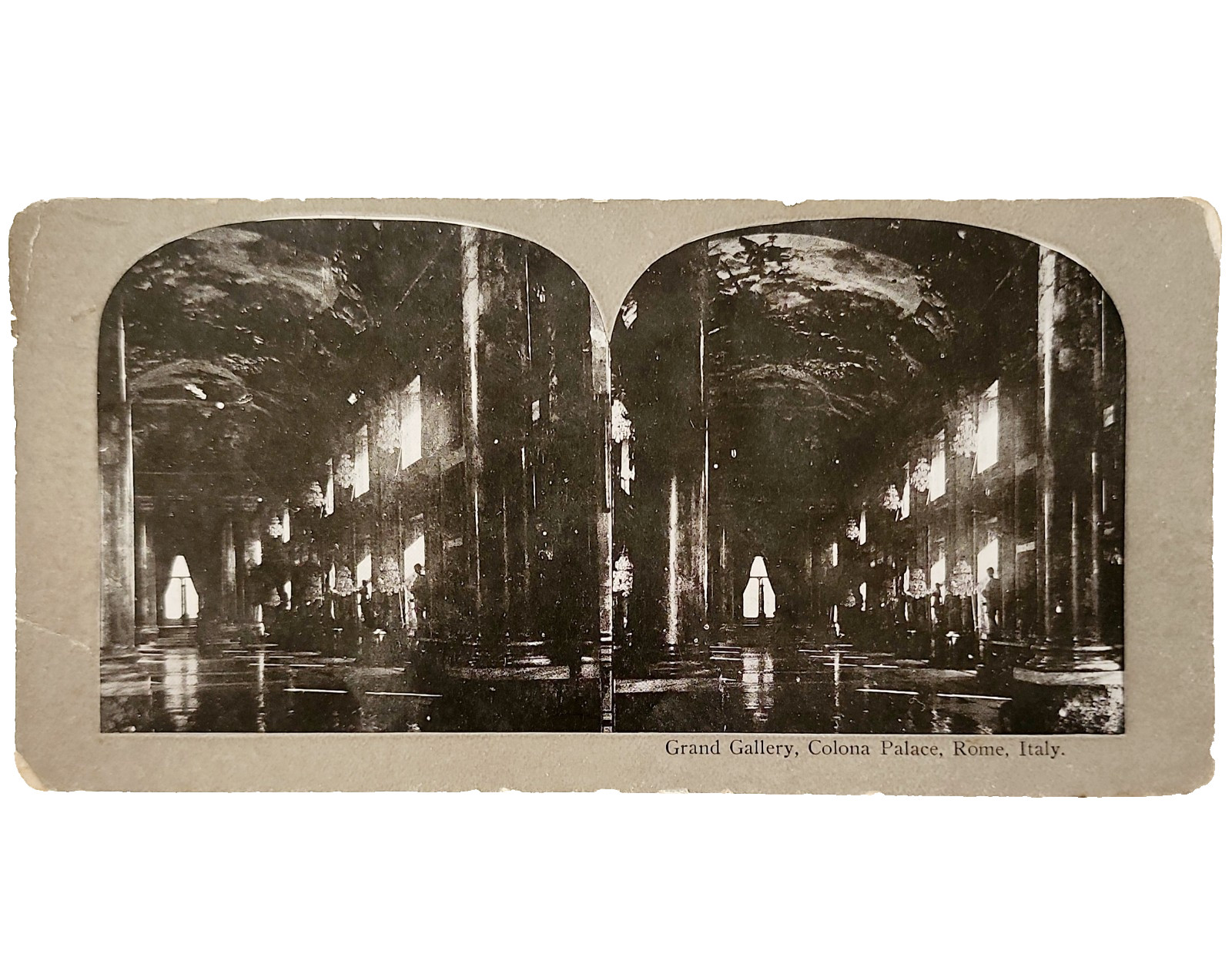 c1900s Antique Stereoview Grand Gallery Colonna Palace Rome Italy Ephemera