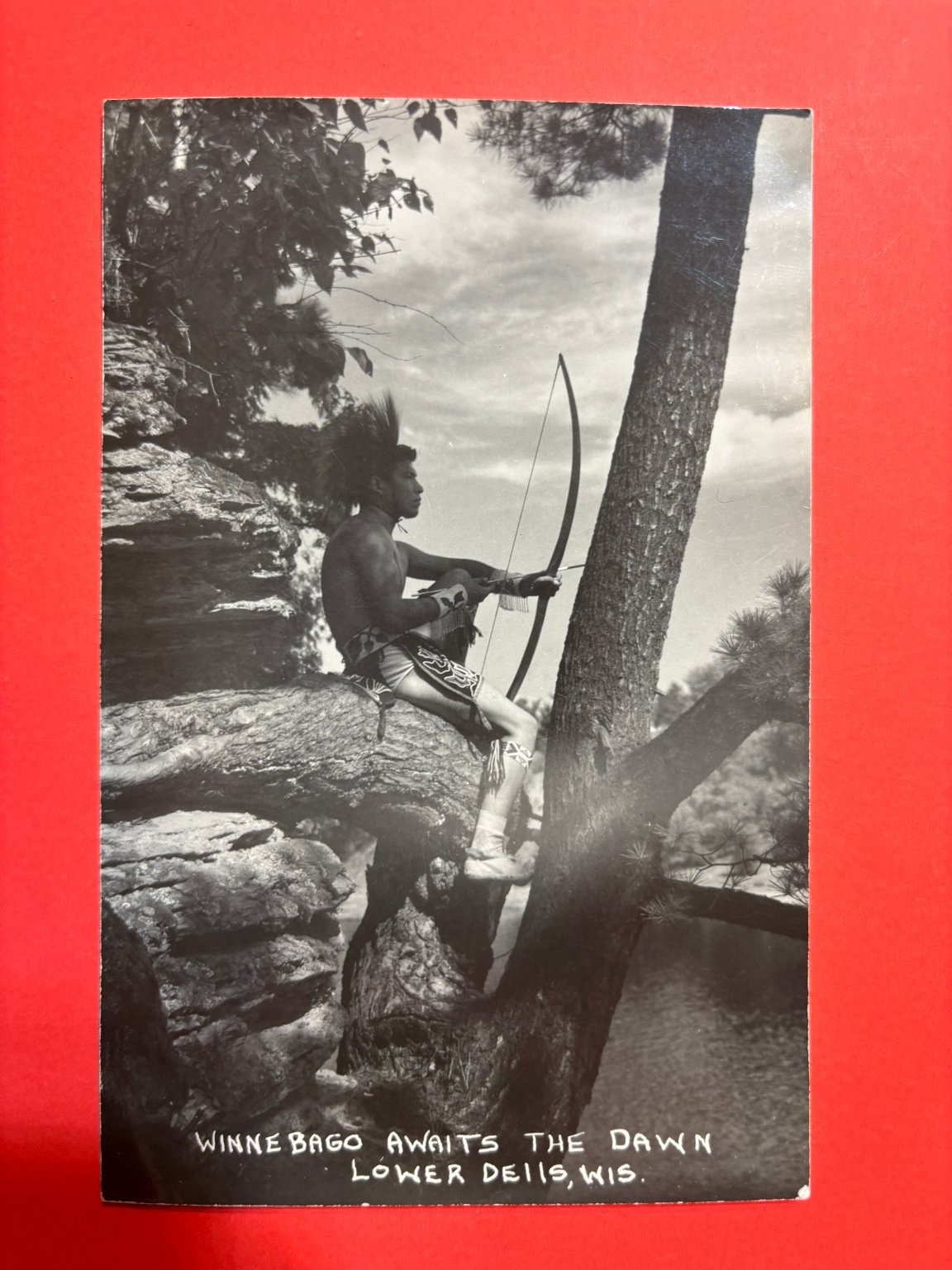 Vintage RPPC Winnebago Native American Man Bow & Arrow Lower Dells Wisconsin Vintage RPPC Winnebago Native American Man Bow & Arrow Lower Dells Wisconsin