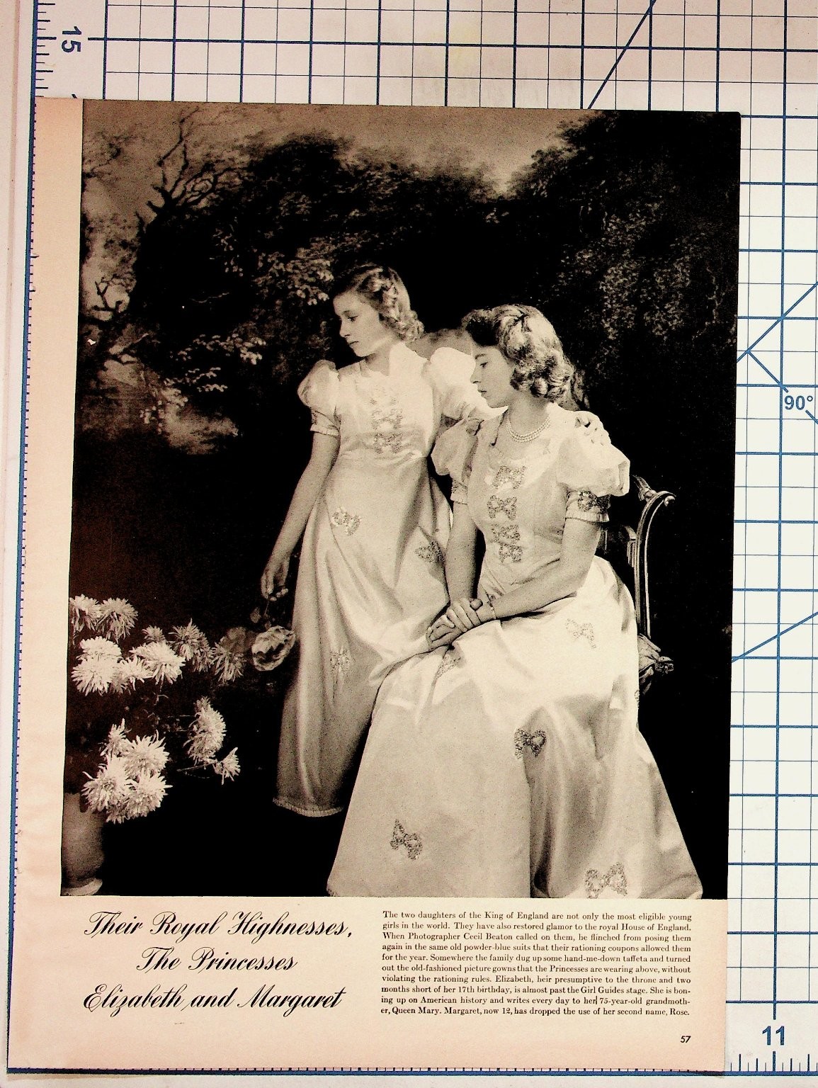 Princess Elizabeth Margaret Royal Family Photo Print Magazine Page 1940s Princess Elizabeth Margaret Royal Family Photo Print Magazine Page 1940s