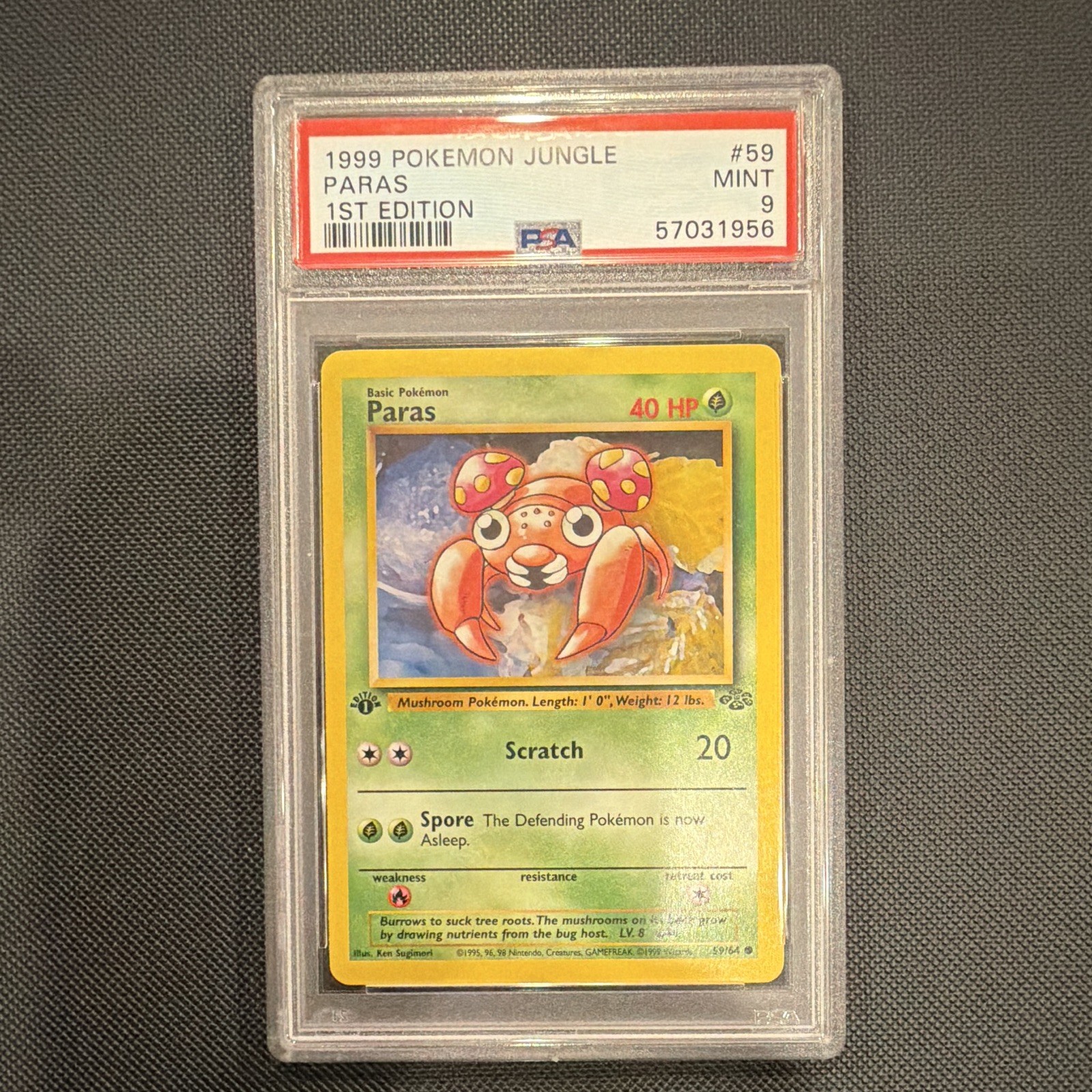 Pokémon 1999 Jungle Paras #59 1st Edition PSA 9 Mint English Card Pokémon 1999 Jungle Paras #59 1st Edition PSA 9 Mint English Card