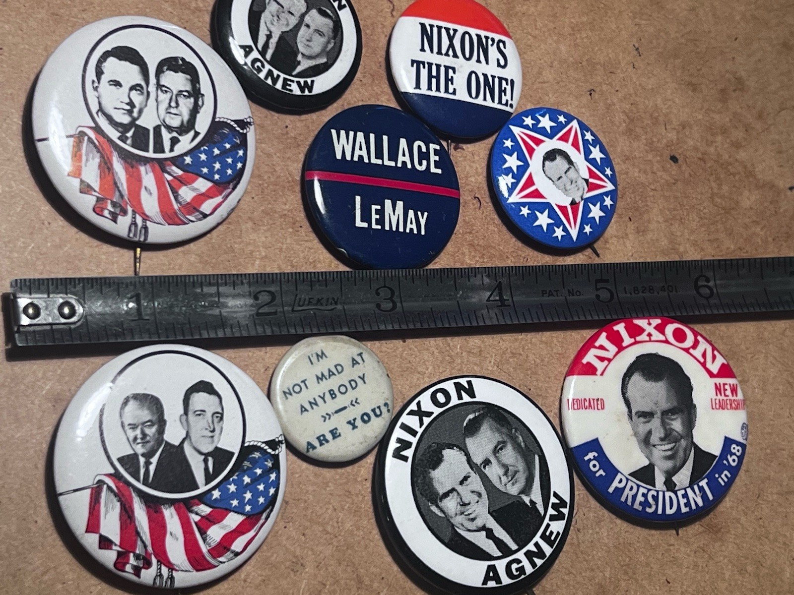 8 Vintage Political Buttons-Pin Backs 8 Vintage Political Buttons-Pin Backs