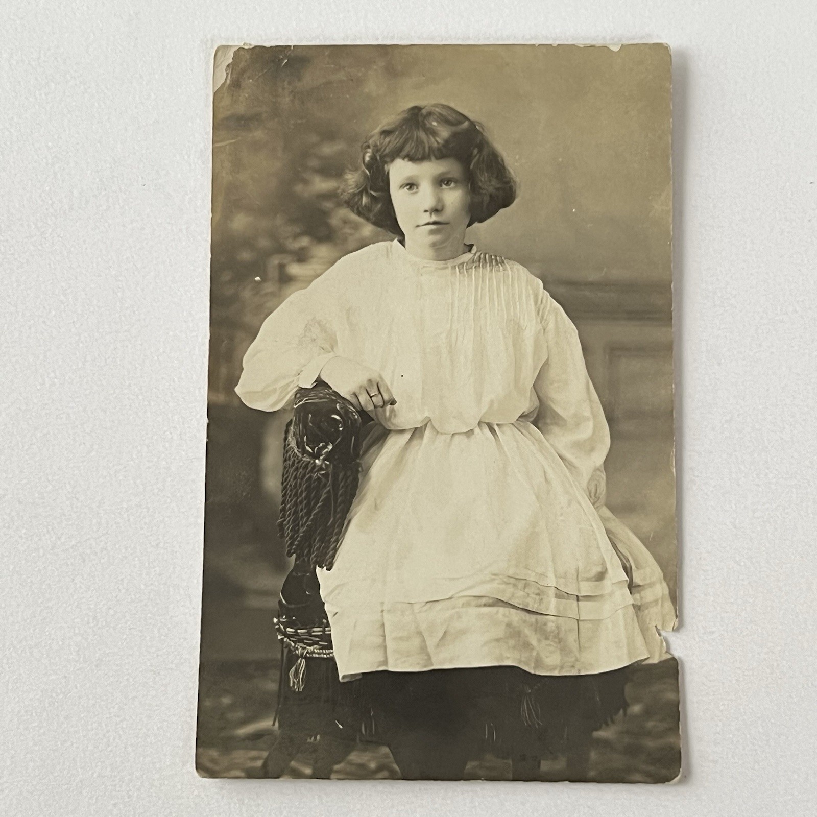 Antique RPPC Photograph Postcard Adorable Little Girl Looking Through Time Antique RPPC Photograph Postcard Adorable Little Girl Looking Through Time