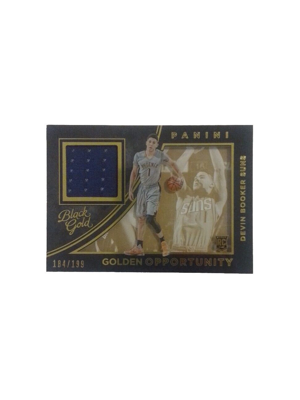 /99 Devin BOOKER 2015-16 Panini BLACK GOLD Golden Opportunity RC JERSEY No Car