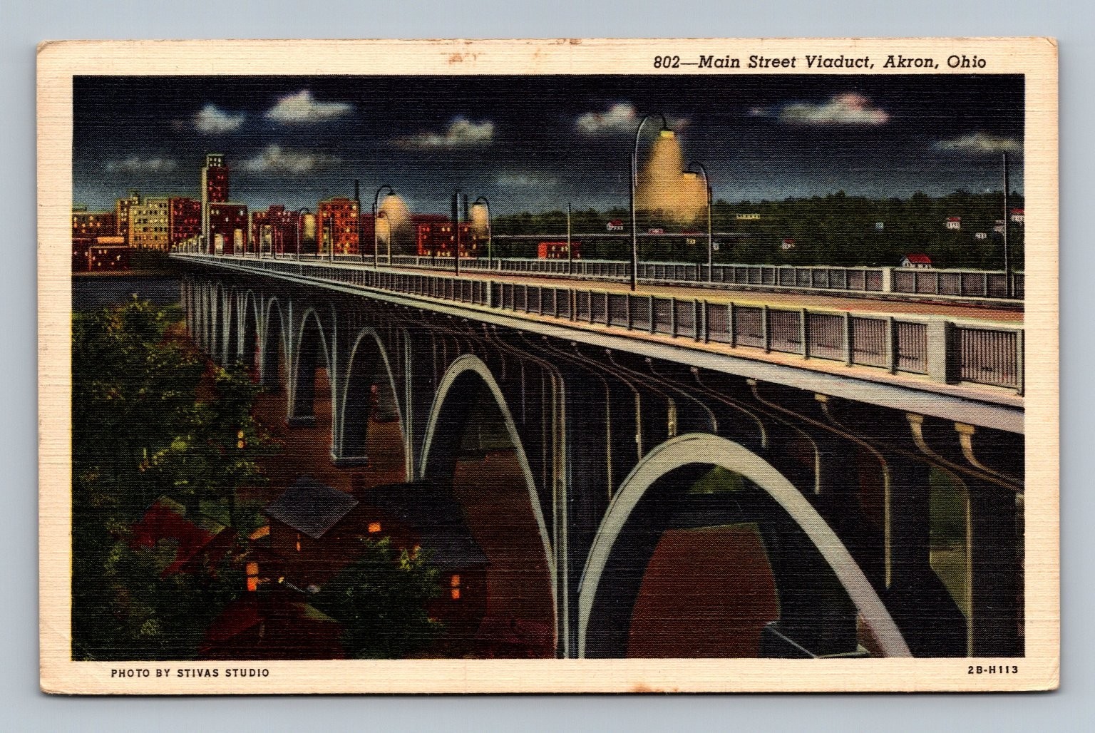 Vintage Main Street Viaduct Akron Ohio Linen Postcard by Stivas Studio Vintage Main Street Viaduct Akron Ohio Linen Postcard by Stivas Studio