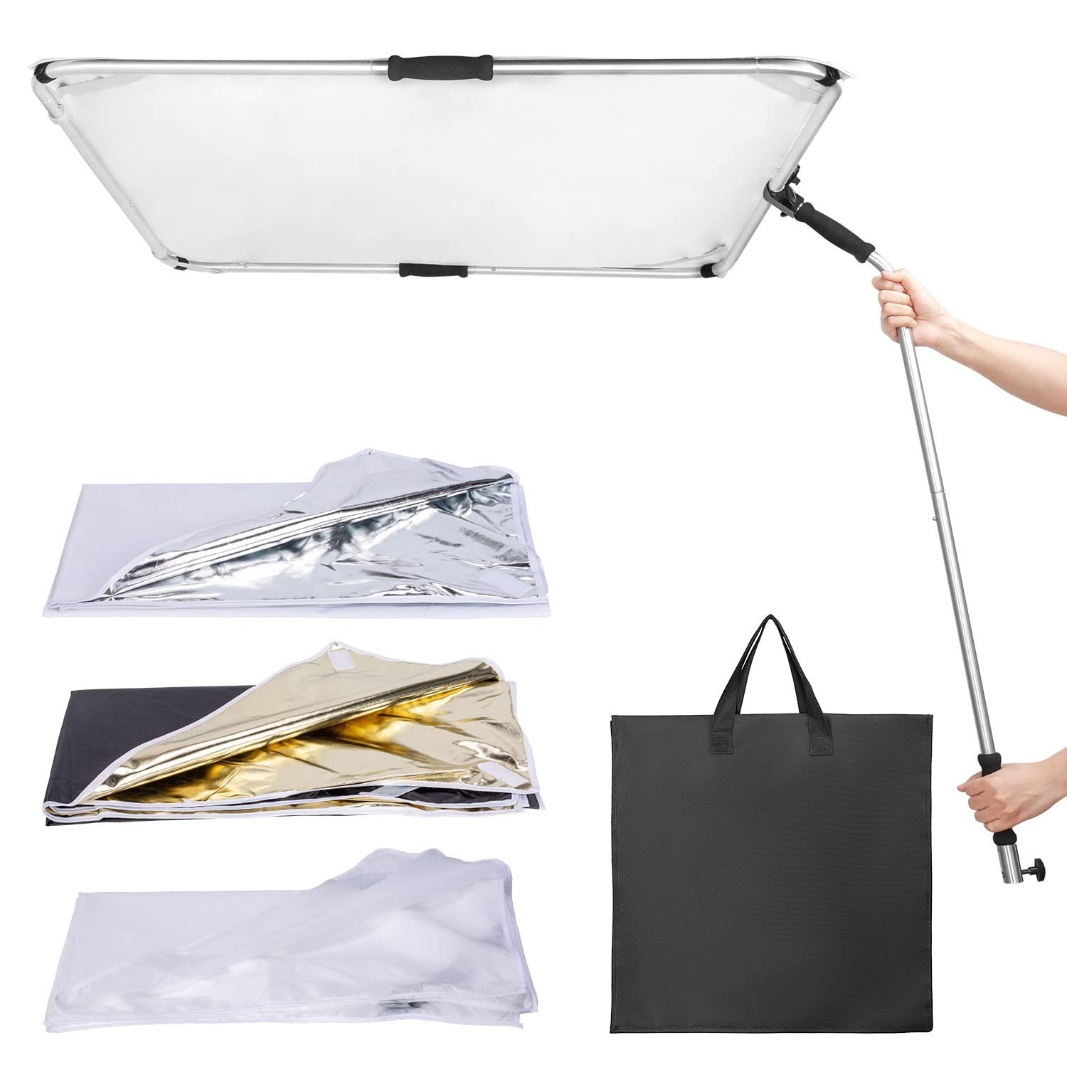 Fomito Portable Hand-held Scrim Flag 39x39 inch / 100x100cm Light Reflector P...