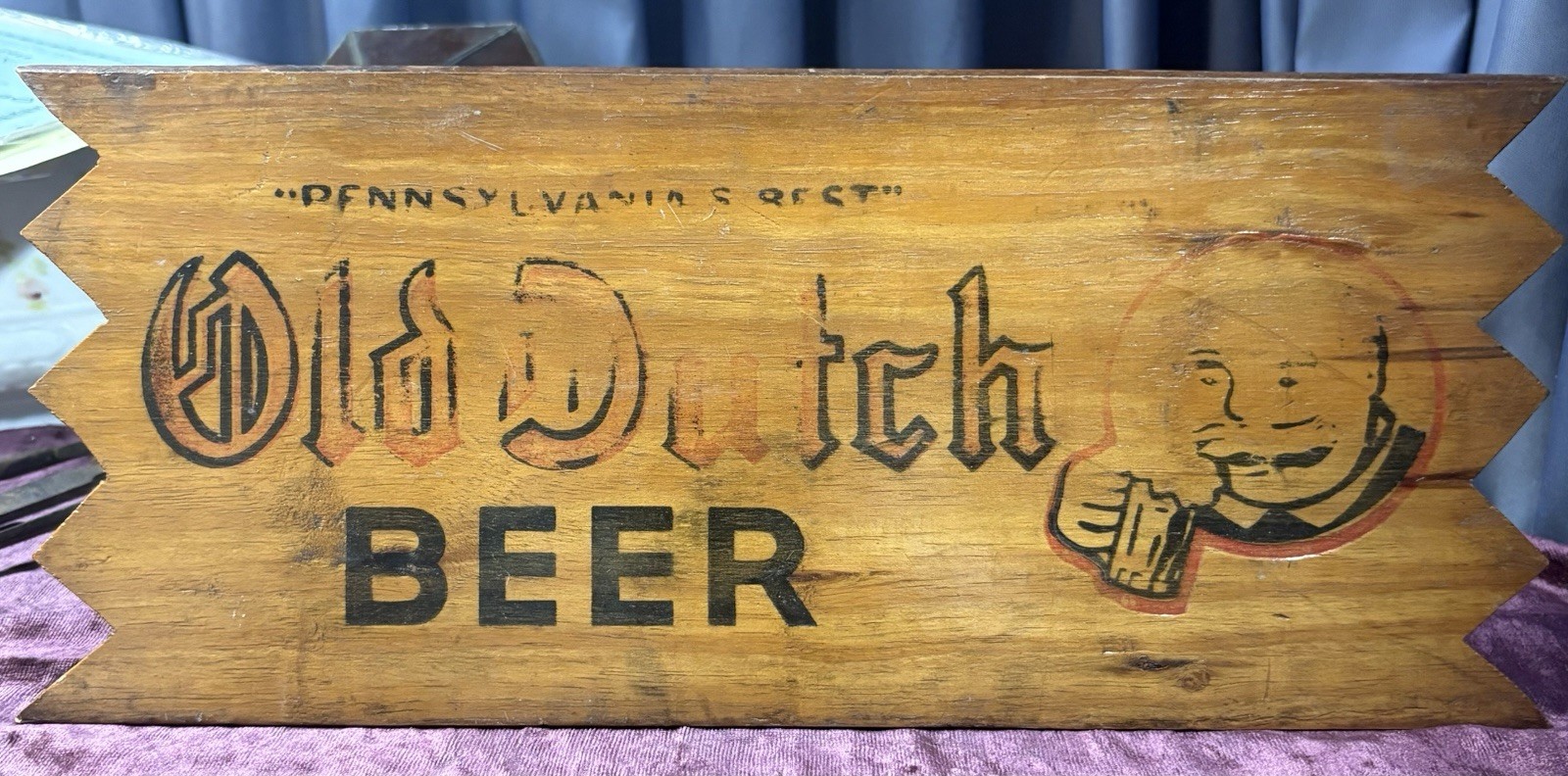 HTF ANTIQUE WOOD OLD DUTCH BEER SIGN PENNSYLVANIA’S BEST 17” x7 1/2” ALE