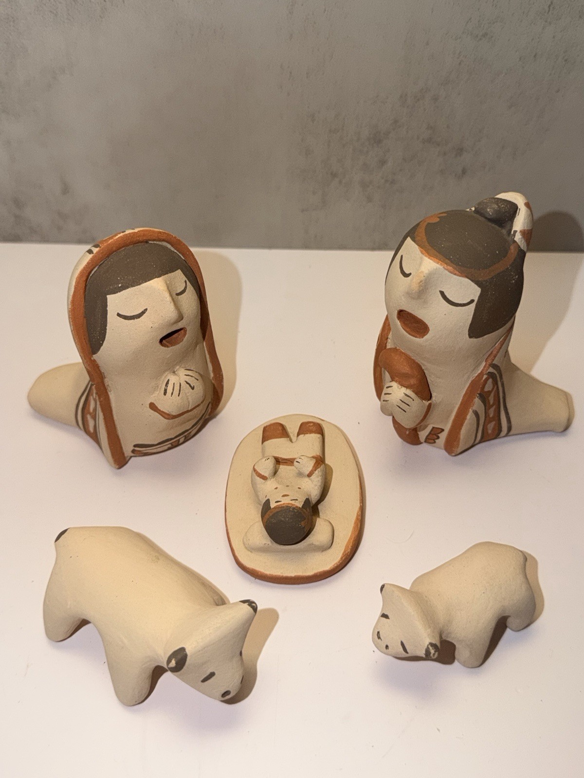 VTG Jemez Pueblo Pottery Nativity Set Nacimiento Storyteller Marie Toya, OOAK