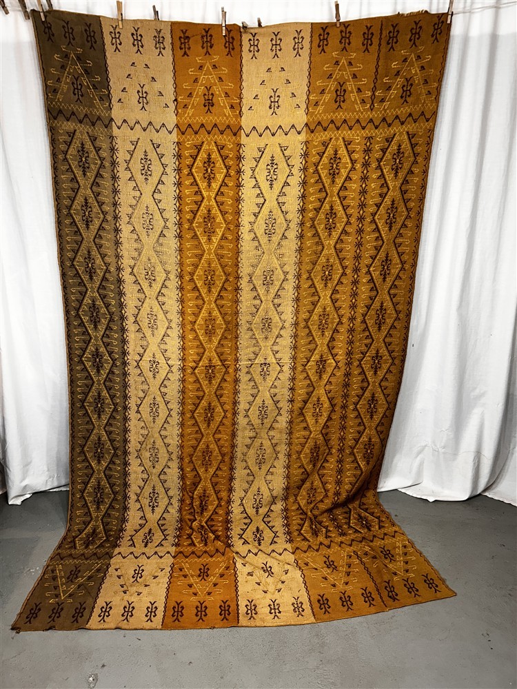 antique drape portiere tapestry 60x101 brown gold tan original 1880