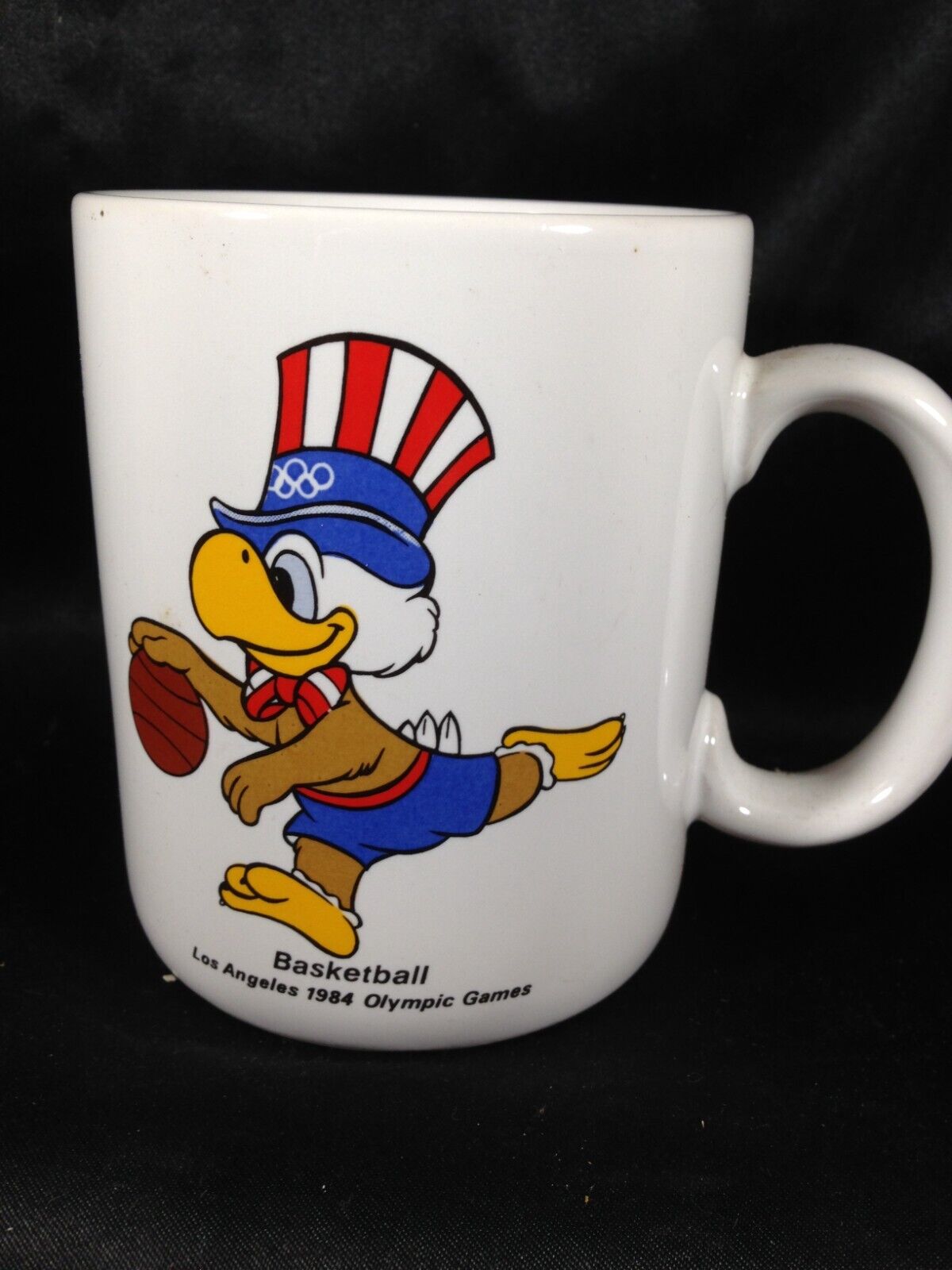 Vintage 1984 Olympics Sam the Eagle Basketball 3-7/8” Coffee Mug Papel