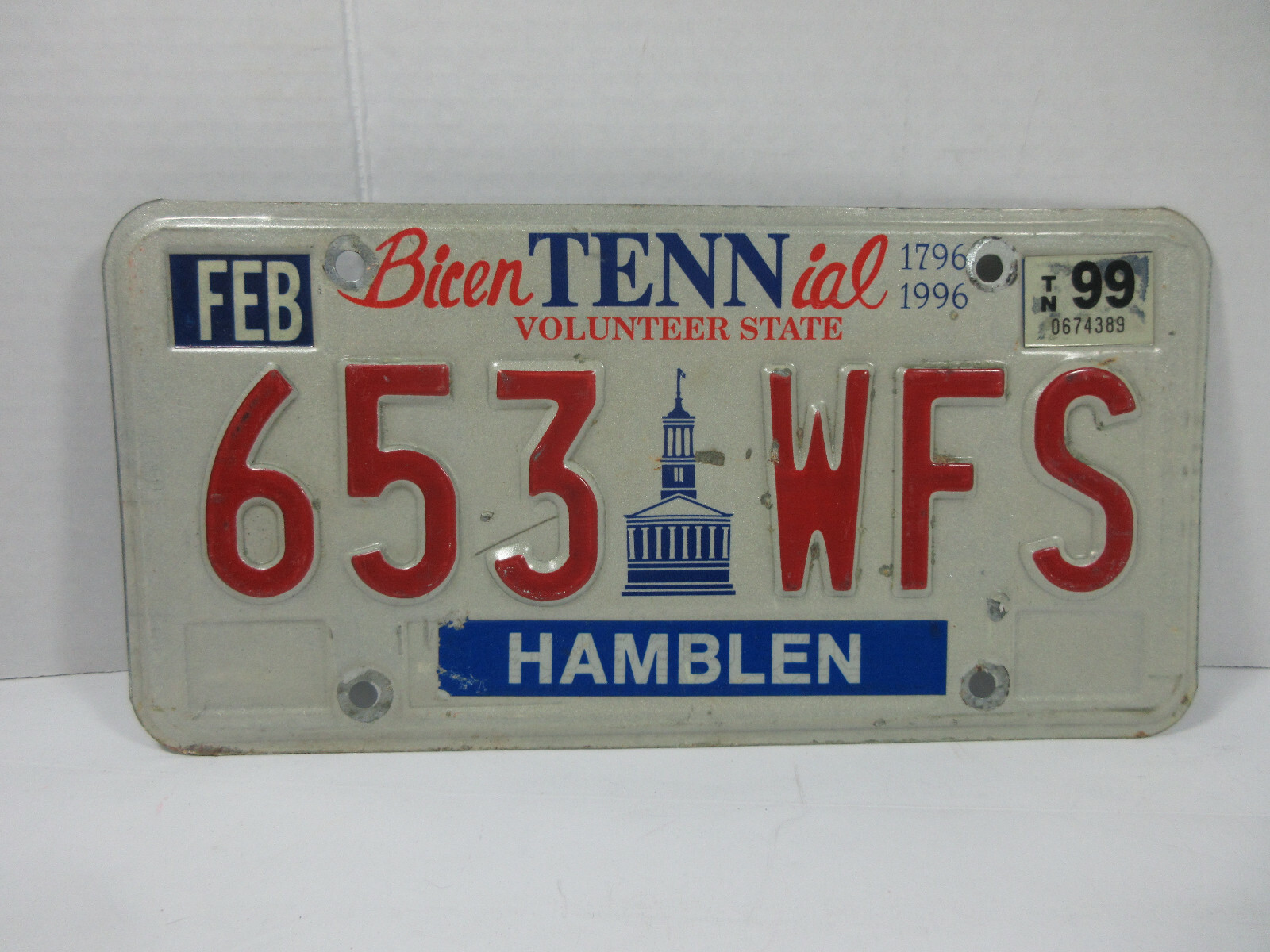 Tennessee Volunteer State Hamblem County auto car tag license plate garage decor Tennessee Volunteer State Hamblem County auto car tag license plate garage decor