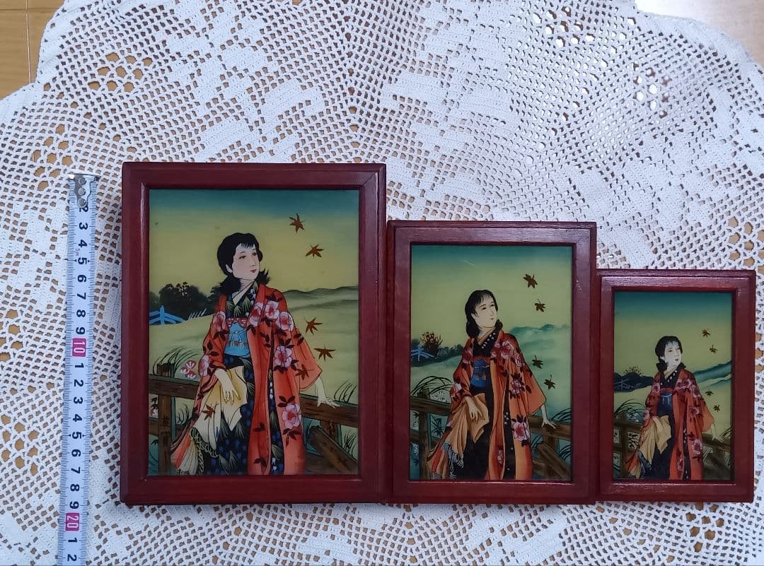 Vintage Taisho Roman Triple Wooden Box  Collectible Antique