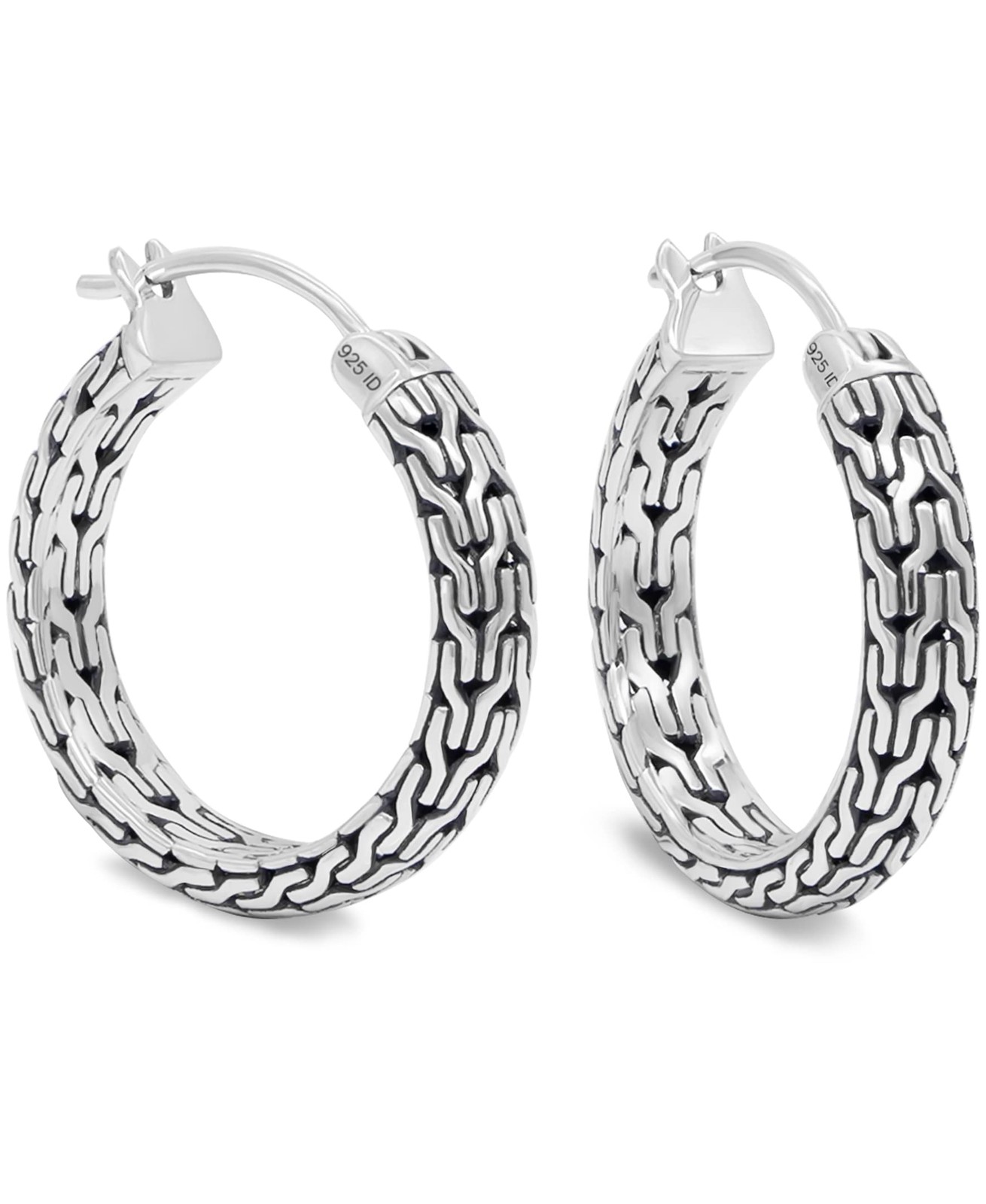 DEVATA Sterling Silver 925 Bali Dragon Bone Hoop Earrings DHN3368AMM 25mm DEVATA Sterling Silver 925 Bali Dragon Bone Hoop Earrings DHN3368AMM 25mm