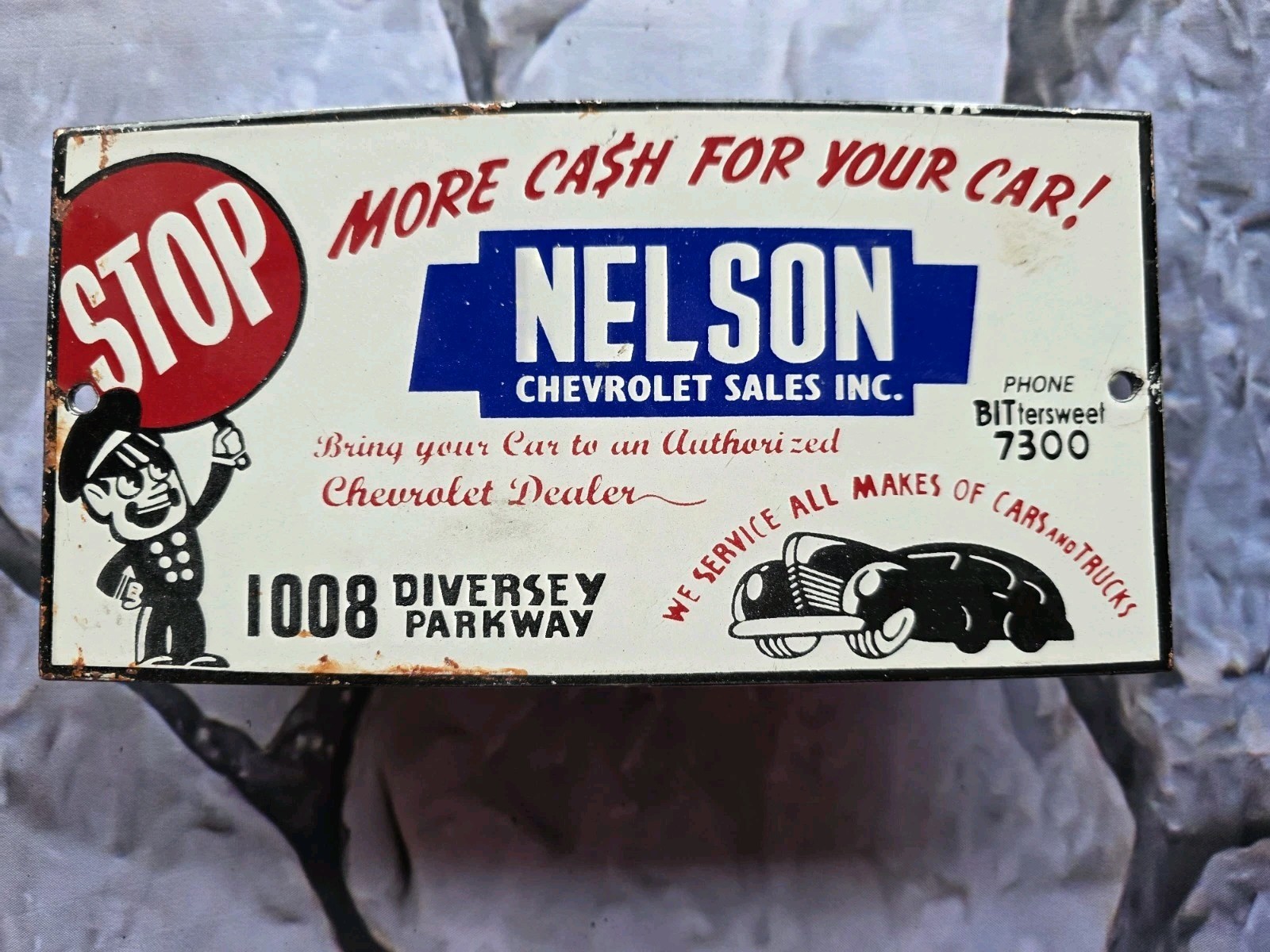 VINTAGE NELSON CHEVROLET DEALER SALES PORCELAIN SIGN CAR GAS TRUCK OIL 10 VINTAGE NELSON CHEVROLET DEALER SALES PORCELAIN SIGN CAR GAS TRUCK OIL 10