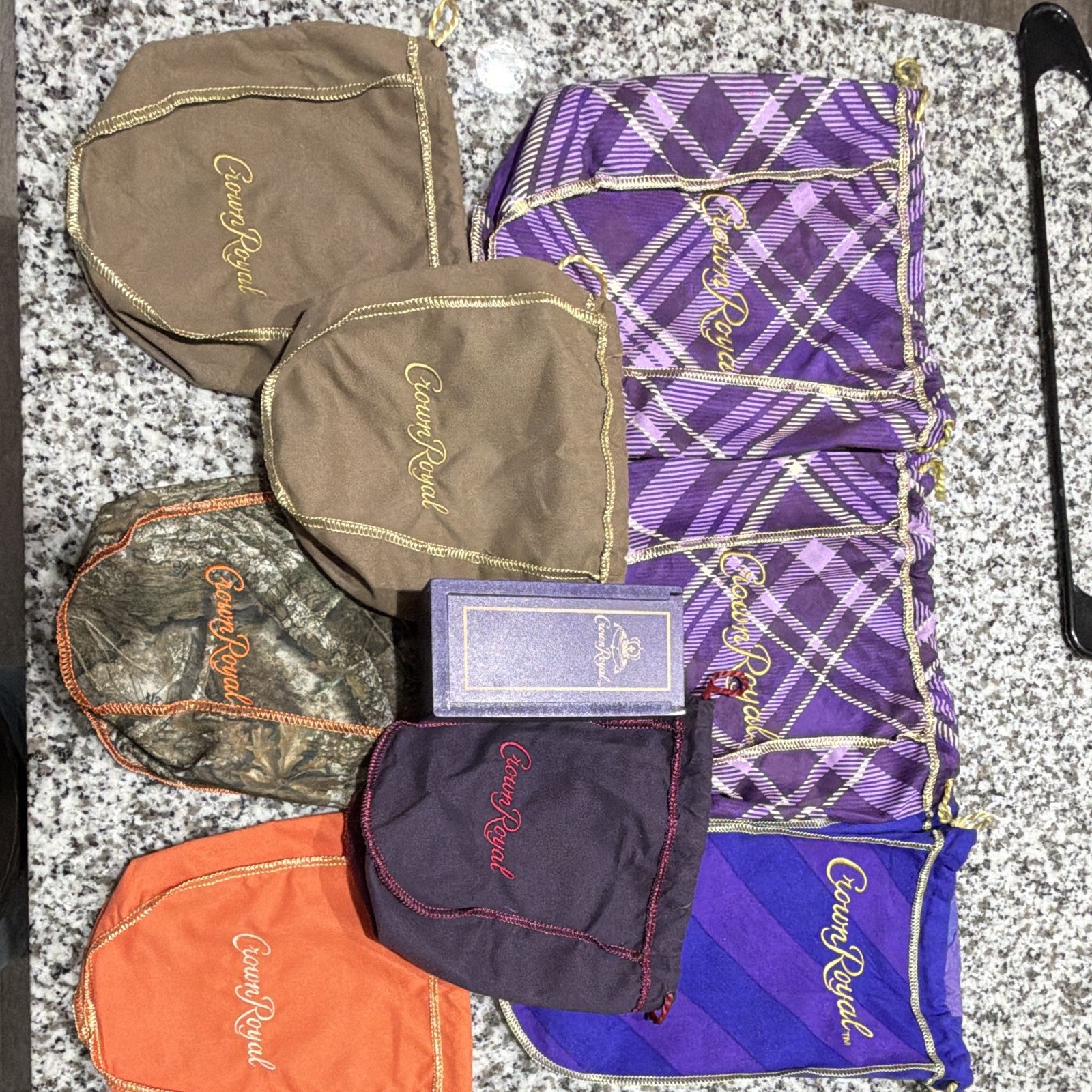 Crown Royal limited edition bags / jenga game 7 bag lot / peach/vanilla more Crown Royal limited edition bags / jenga game 7 bag lot / peach/vanilla more