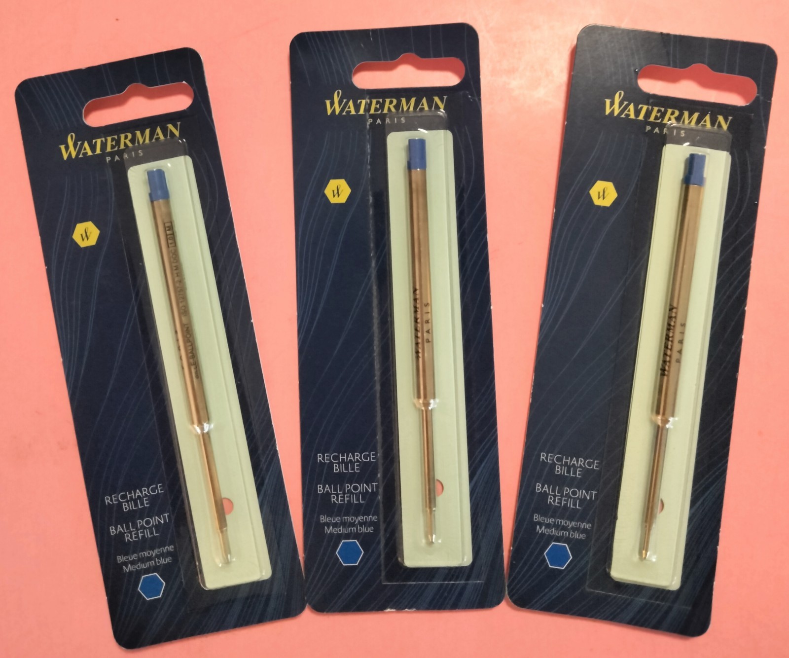 (3) THREE WATERMAN BLUE MEDIUM BALL POINT REFILLS~SEALED PACKS~BUY@$7.77~GODLY (3) THREE WATERMAN BLUE MEDIUM BALL POINT REFILLS~SEALED PACKS~BUY@$7.77~GODLY