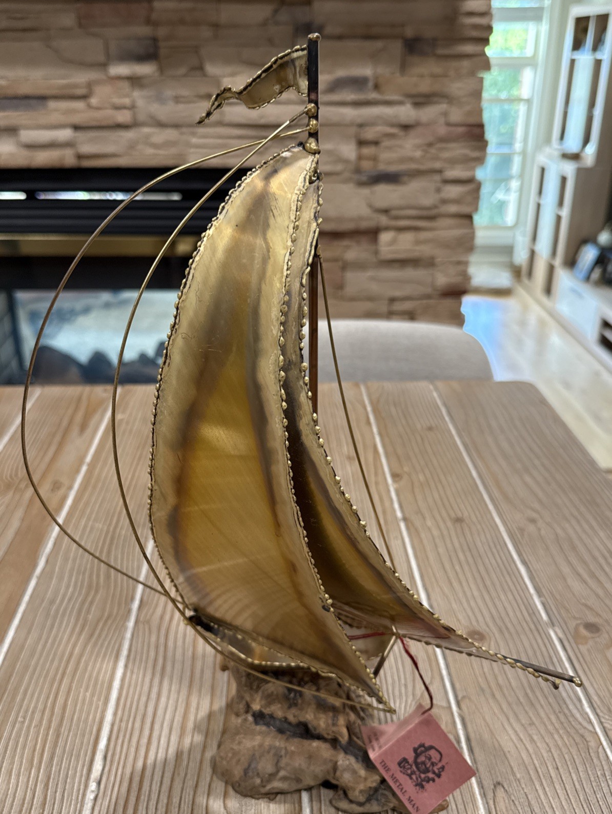 Vintage MCM Al Speert The Metal Man Brass Sailboat Sculpture Driftwood Tag 16 Vintage MCM Al Speert The Metal Man Brass Sailboat Sculpture Driftwood Tag 16