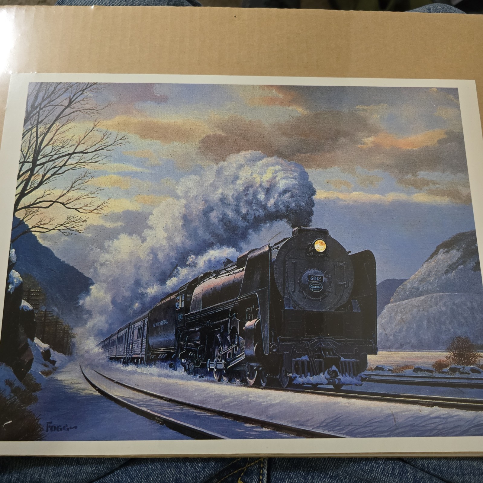 Howard Fogg Steam Locomotive #6012 Winter Railroad Art Print 9x12 Vintage Howard Fogg Steam Locomotive #6012 Winter Railroad Art Print 9x12 Vintage