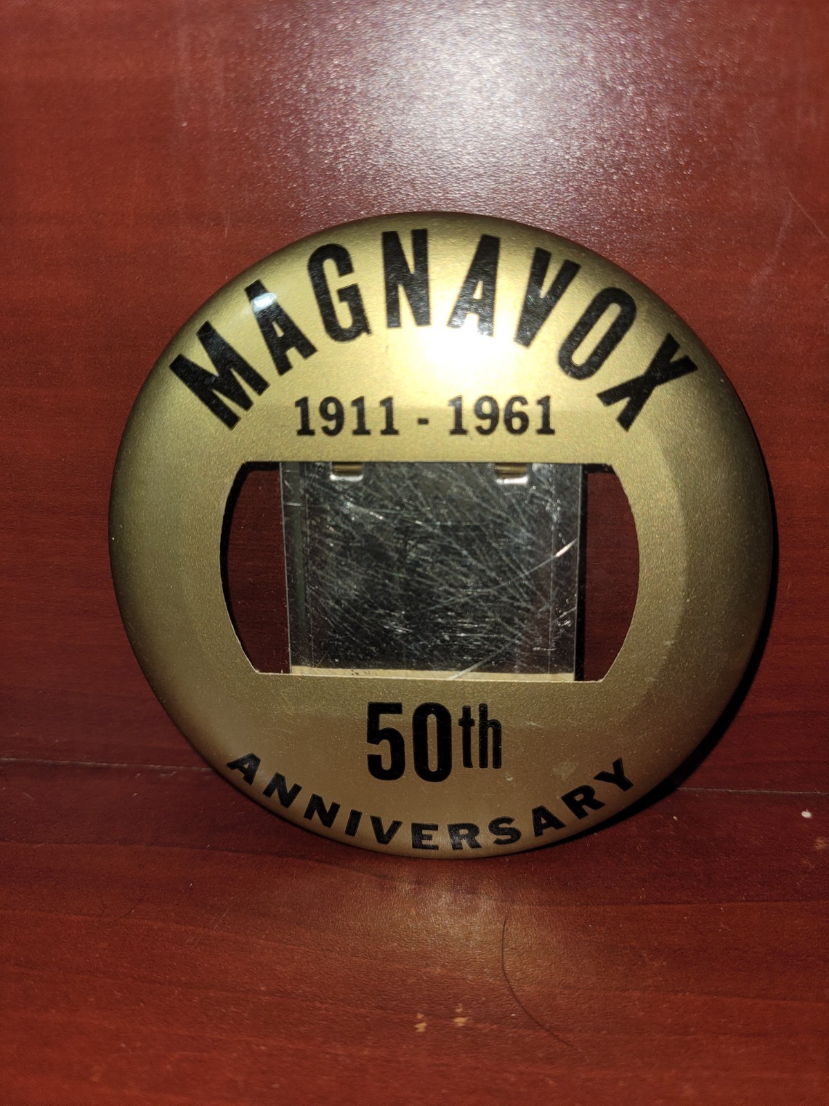 Vintage 50th Anniversary Magnavox 1911-1961 Television pin back button pin Vintage 50th Anniversary Magnavox 1911-1961 Television pin back button pin