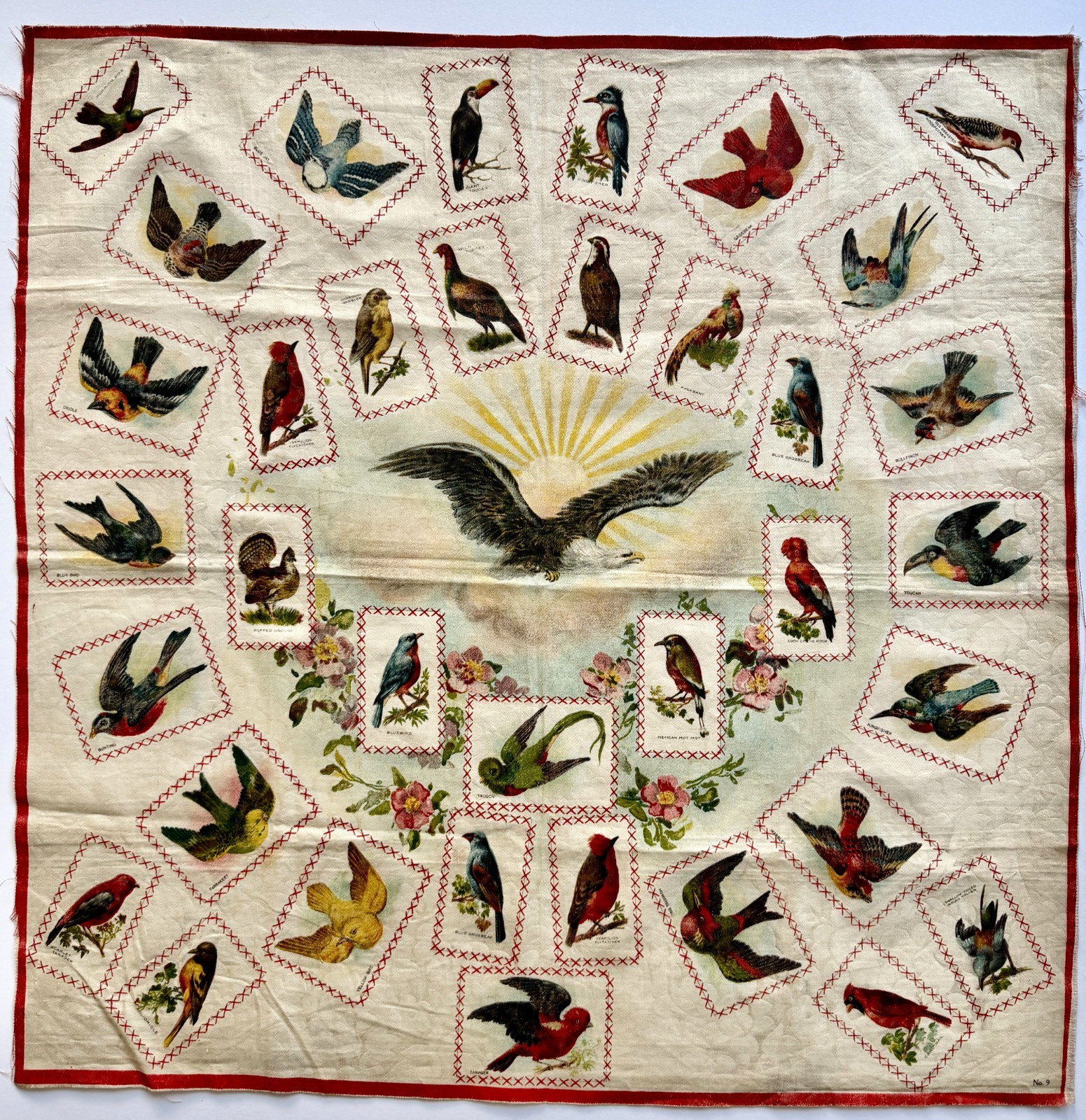 1912 S110 Tobacco Pillow Top Silk No 9 Birds Eagle Helmar Turkey Red Premium