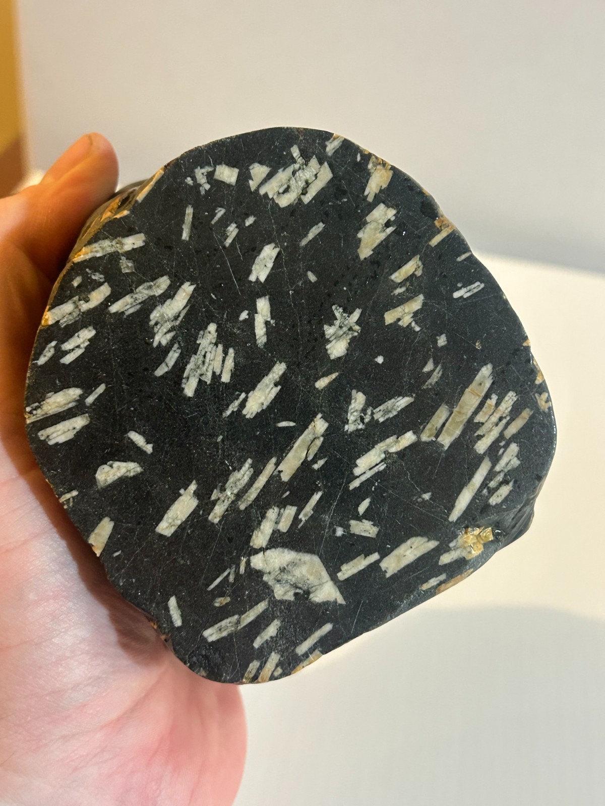 CHINESE WRITING STONE 4.2 lb / 1906g Large Polished Specimen – Feldspar Basalt