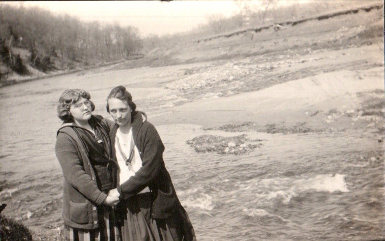 1923 Vintage Black & White Photograph Women by River Antique Snapshot 1923 Vintage Black & White Photograph Women by River Antique Snapshot