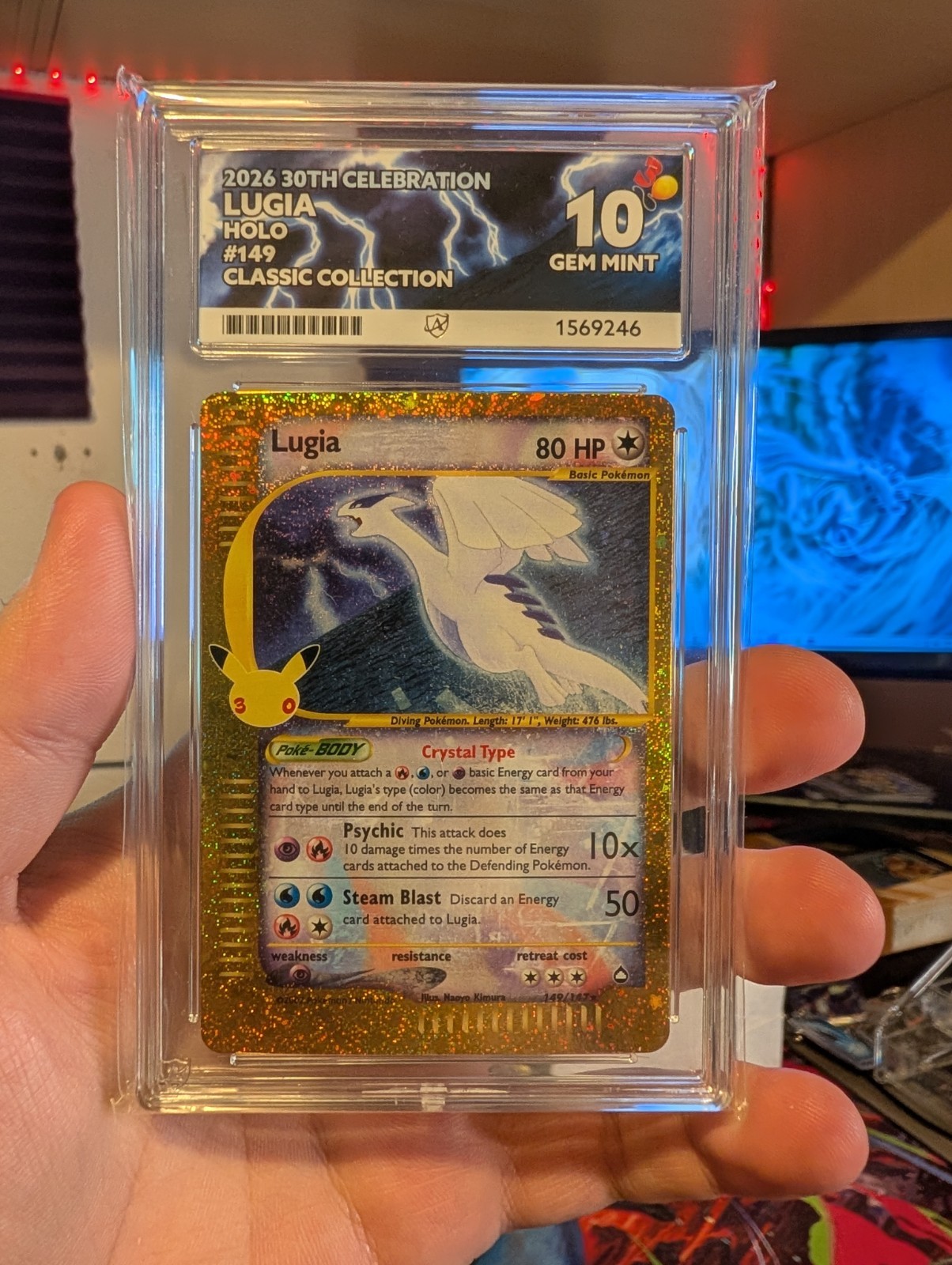 Pokémon TCG Crystal Lugia 149/147 30th Anniversary Classic Collection ACE 10 Pokémon TCG Crystal Lugia 149/147 30th Anniversary Classic Collection ACE 10