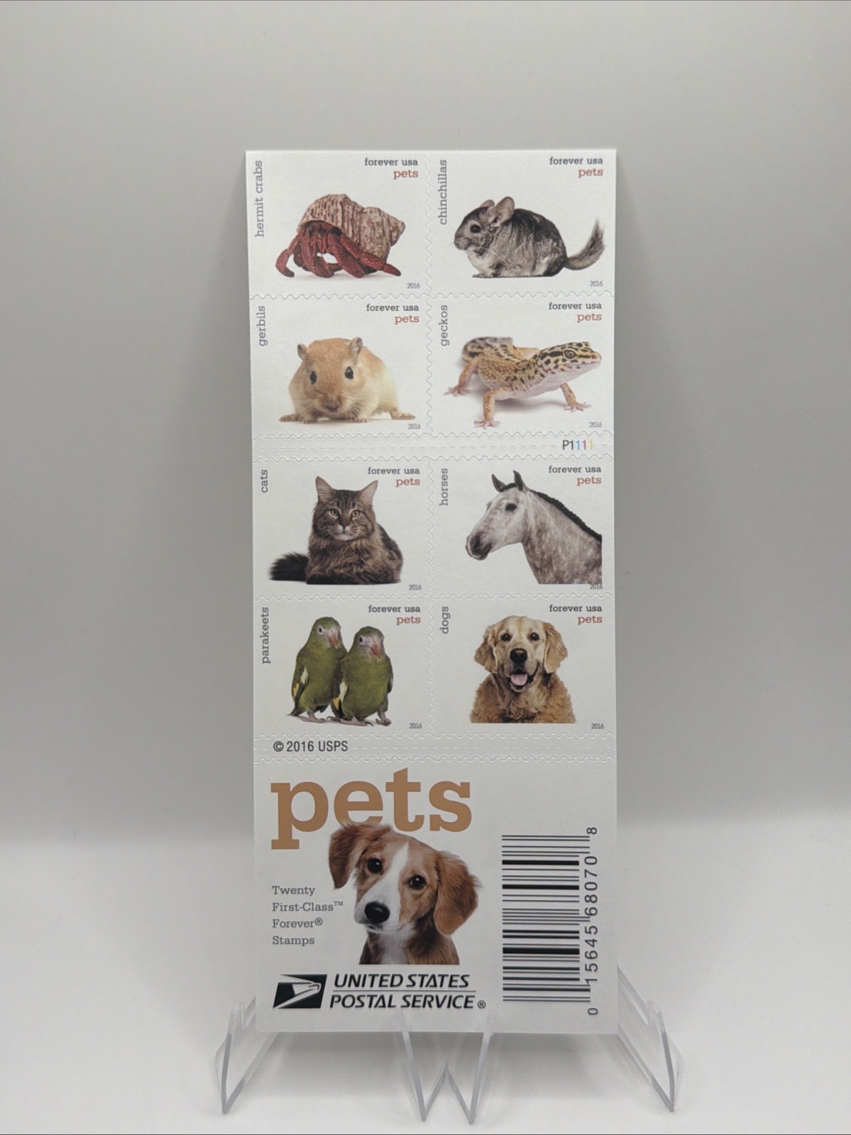 2016 USPS Forever Stamp Pets Sheet of 20 Collectible Stamps