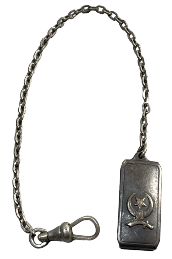 Rare 1923 Shriners Imperial Council Almas Temple pocket watch belt chain