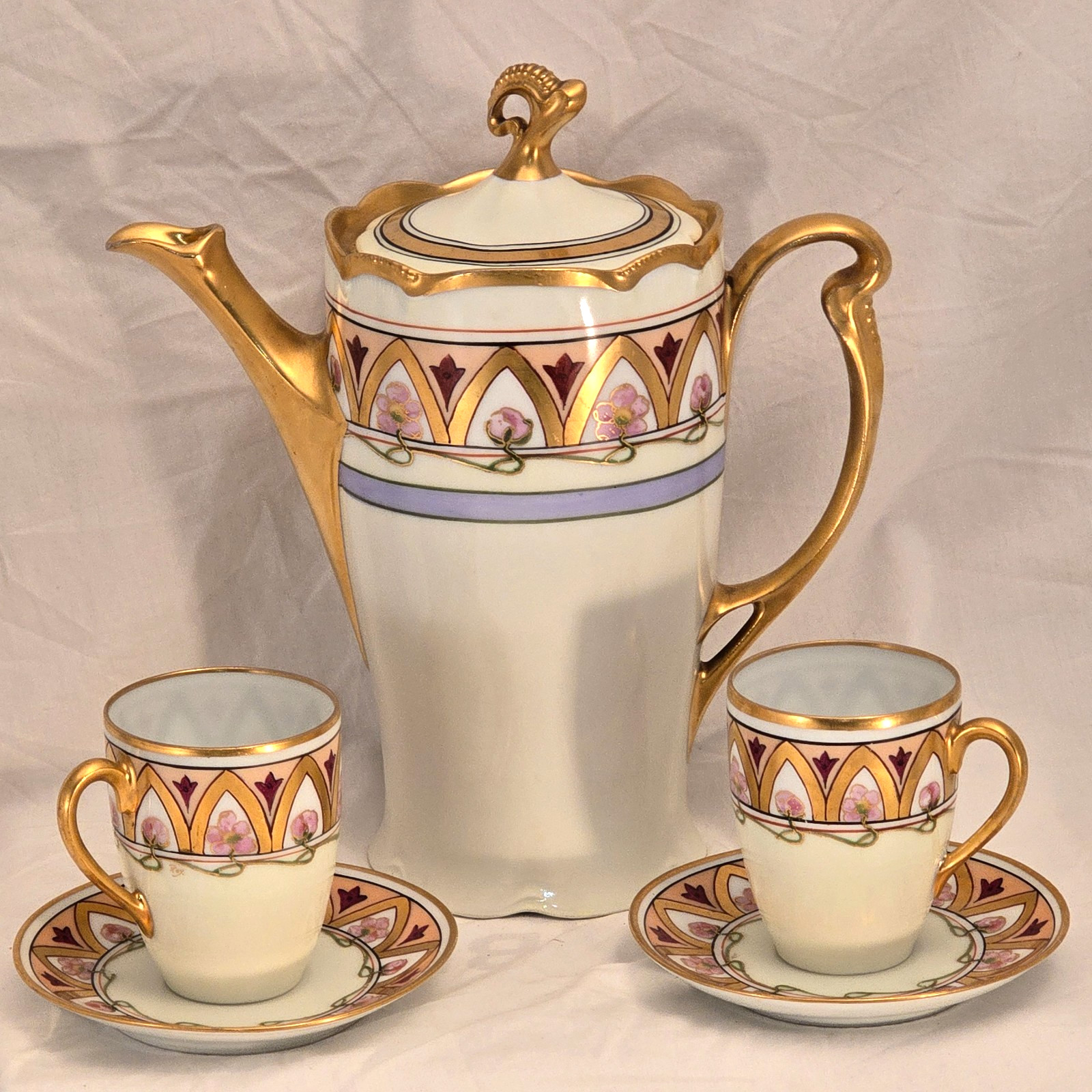 Absolutely Stunning Antique Hand Painted E. W. Donath Tea Set, signed Absolutely Stunning Antique Hand Painted E. W. Donath Tea Set, signed