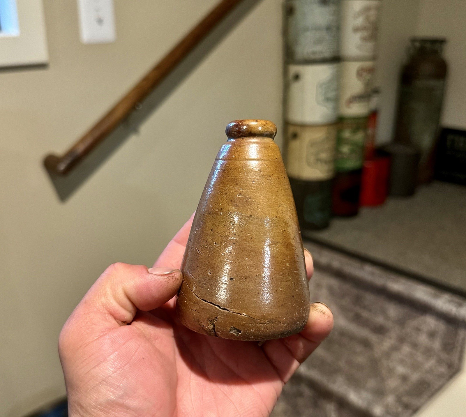 Nice Early Hand Made Stoneware Cone Ink Bottle Crude 1870s Era Brown Glaze Nice Nice Early Hand Made Stoneware Cone Ink Bottle Crude 1870s Era Brown Glaze Nice