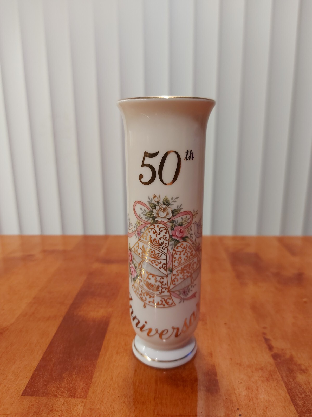 Lefton China 50th Anniversary Hand Painted Porcelain Vase #10705, Copyright 1995 Lefton China 50th Anniversary Hand Painted Porcelain Vase #10705, Copyright 1995