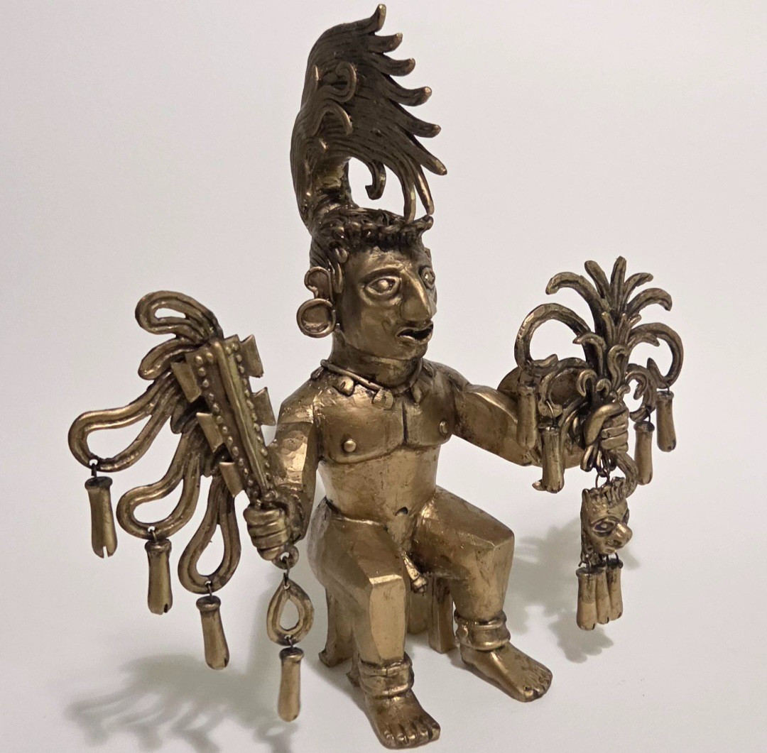 Aztec Mayan Gold Warrior God Idol Figure 24.5cm 9.7in Tall Museum Replica Aztec Mayan Gold Warrior God Idol Figure 24.5cm 9.7in Tall Museum Replica