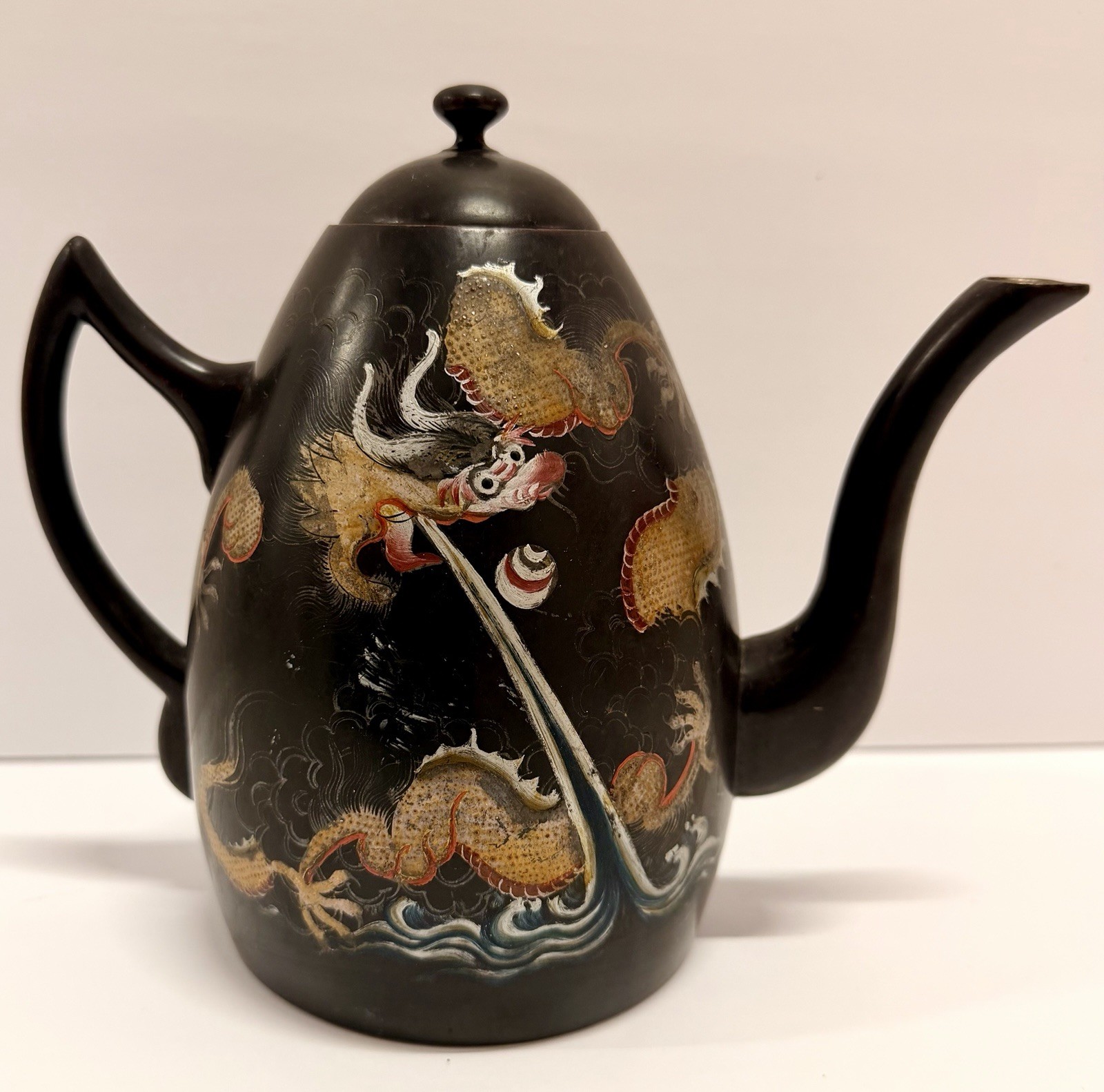 Chinese Lacquer Teapot Dragon Sheng Shao Foochow- Vintage Nice Chinese Lacquer Teapot Dragon Sheng Shao Foochow- Vintage Nice