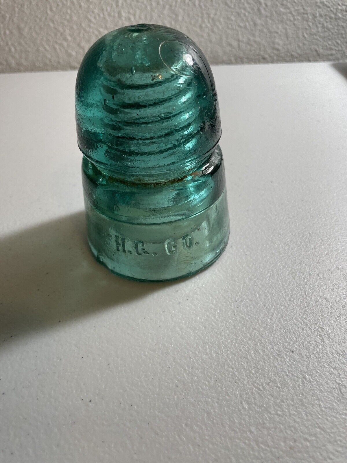 Vintage H.C. Co. Glass Insulator Light Blue