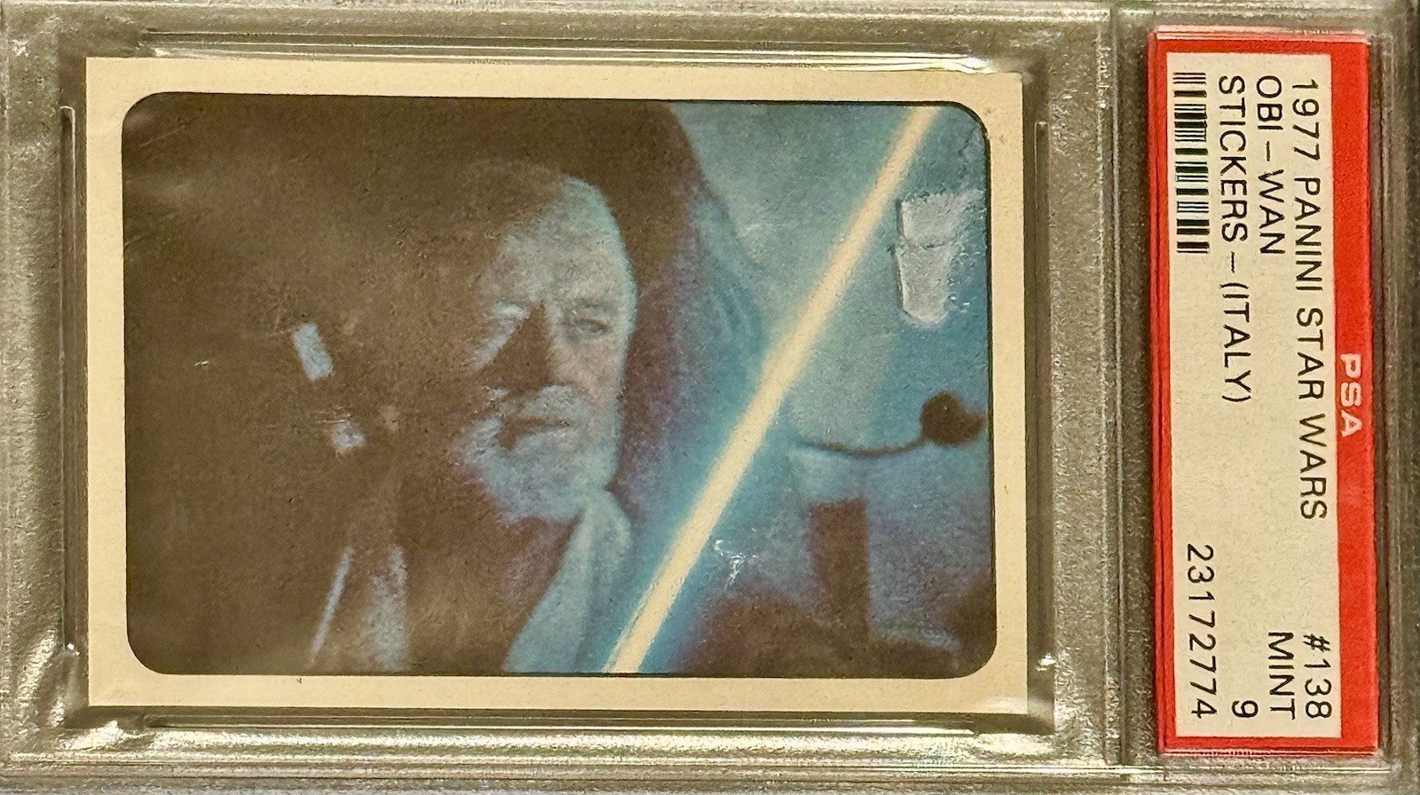 PSA 9 RC Obi-Wan Kenobi 1977 Panini Star Wars Italy Sticker Rookie Only 3 Higher