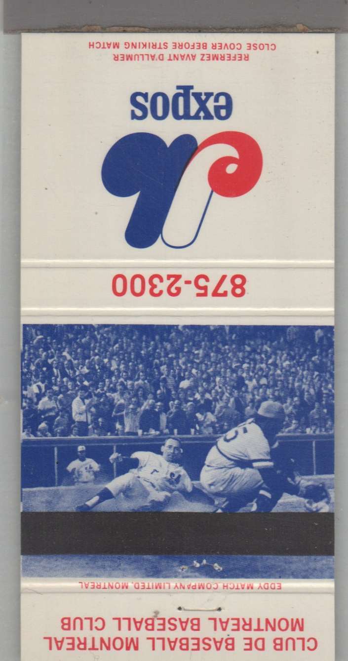 Matchbook Cover - Montreal Expos Baseball 1972 Schedule Manny Sanguillen Pirates