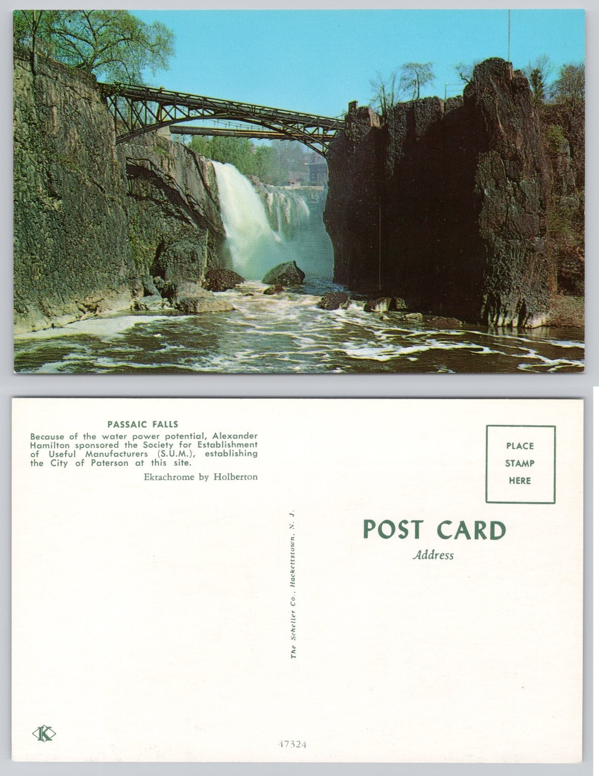 Passaic Falls Paterson NJ Postcard Alexander Hamilton SUM Ektachrome Passaic Falls Paterson NJ Postcard Alexander Hamilton SUM Ektachrome