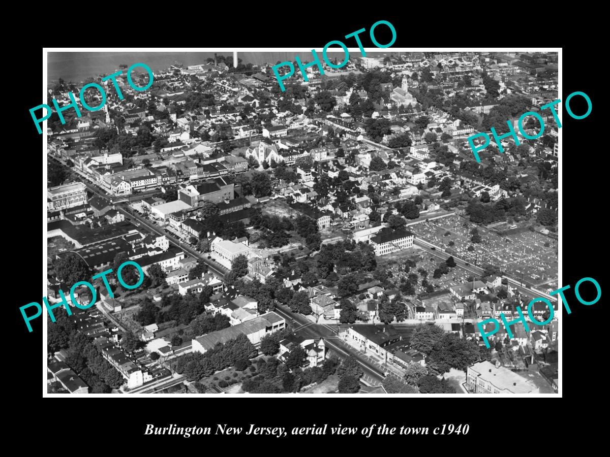 Burlington New Jersey Aerial View Of The Town c1940 Large Historic Old Photo Burlington New Jersey Aerial View Of The Town c1940 Large Historic Old Photo