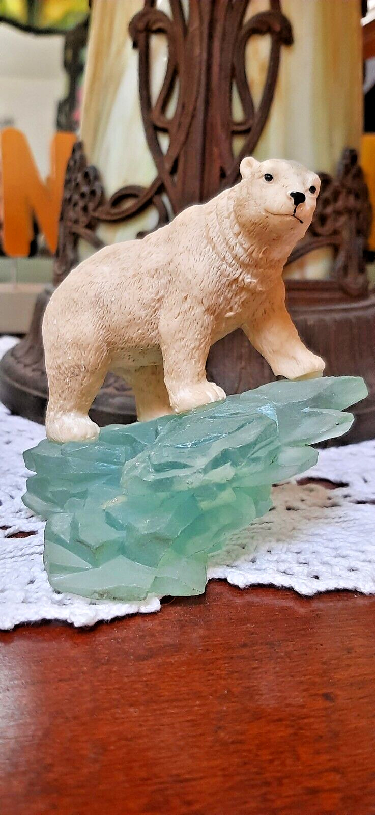 Polar Bear on Ice Figurine, Resin